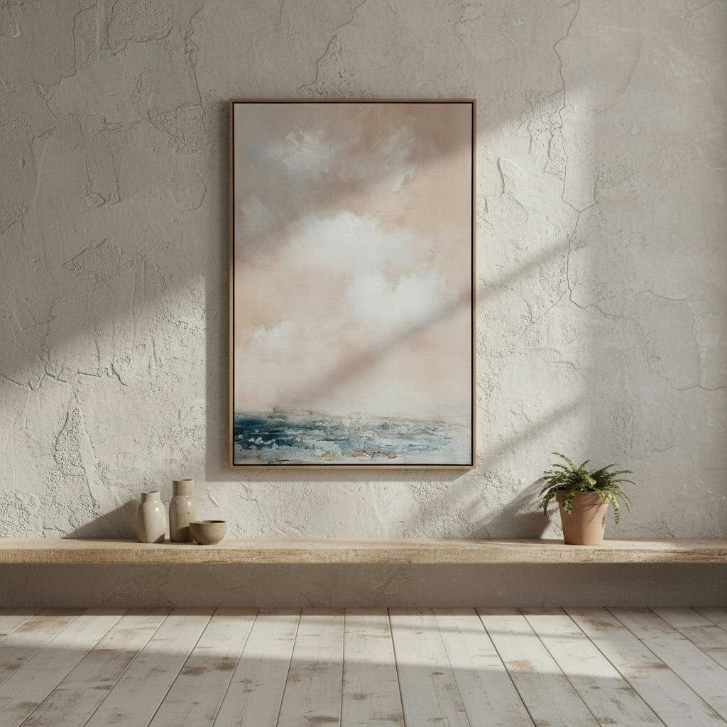 Rackhams Peach/Light Metsovo Hand Painted Sky Canvas In Frame