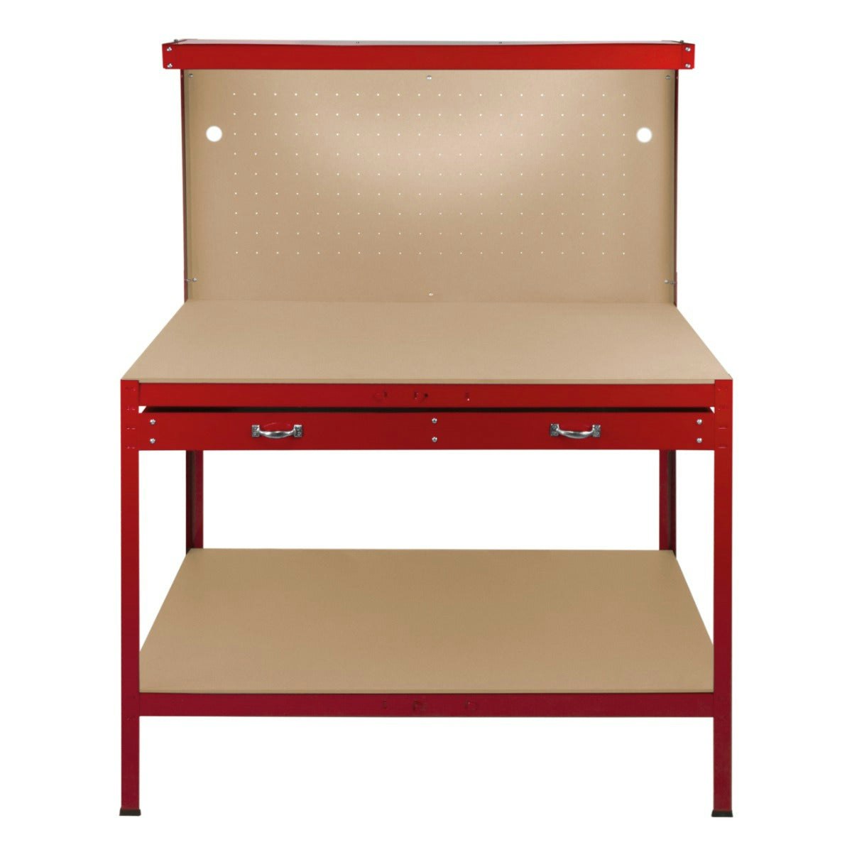 Rackhams Light/Red Workbench With Pegboard, Drawer & –