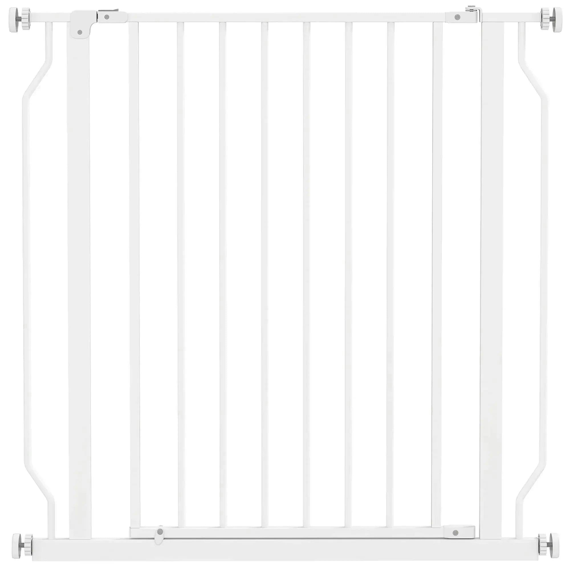 Pawhut Dog Gate Wide Stair Gate W/ Door Pressure Fit, 75-85W Cm, White - Image 6