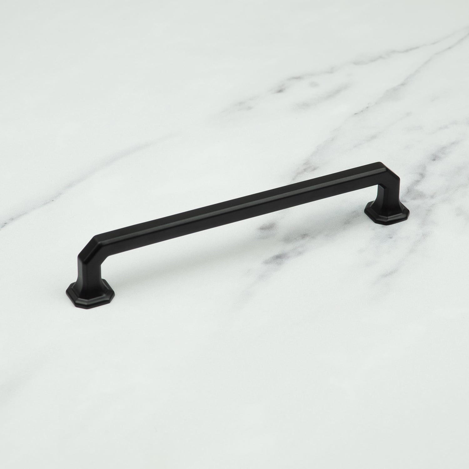 Rackhams Black Matt Octagonal Cabinet Handles & Coordinating Knob - 160Mm Handle - Image 4