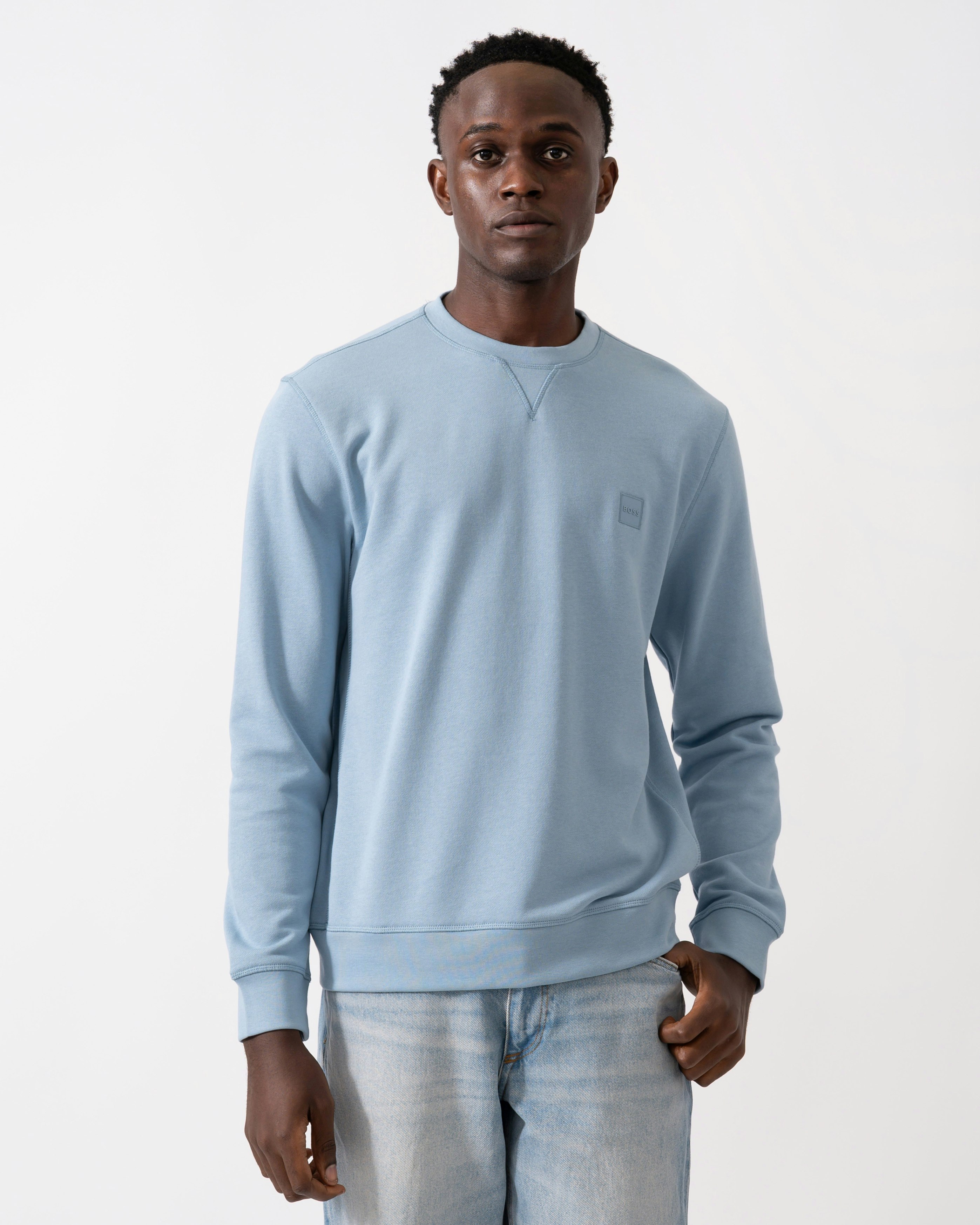 Boss Orange Men's Orange/Light/Blue Boss Westart Crew Neck Sweatshirt With Logo Patch - /Pastel 451 - /Pastel 451 - L