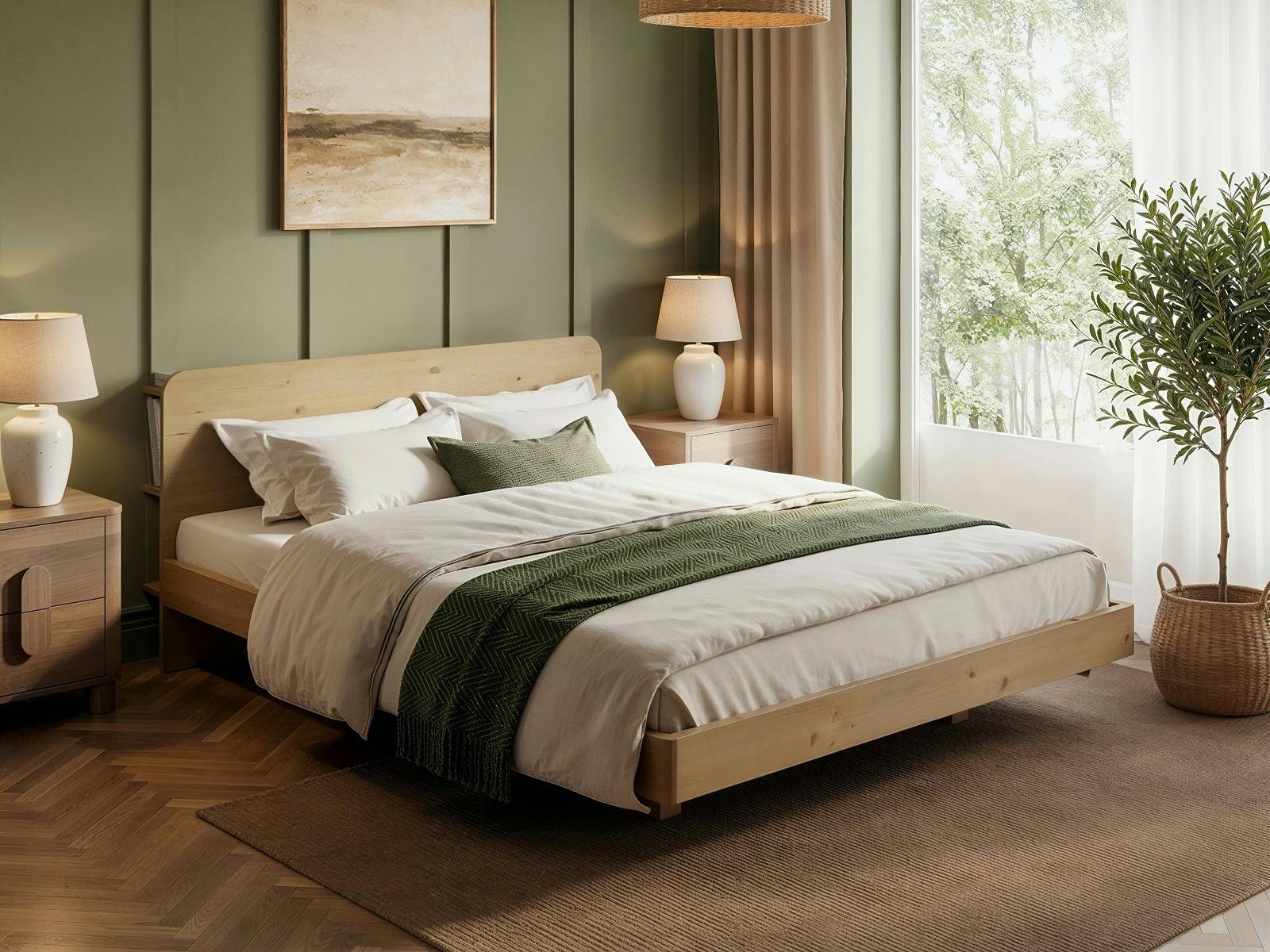 Noomi Demi Wooden Bed Frame With Headboard Storage Oak - Oak - Image 2
