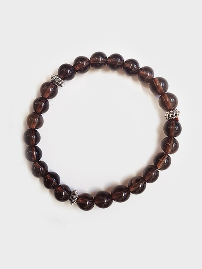 Yoga Studio Brown Smoky Quartz Mala Bead Bracelet