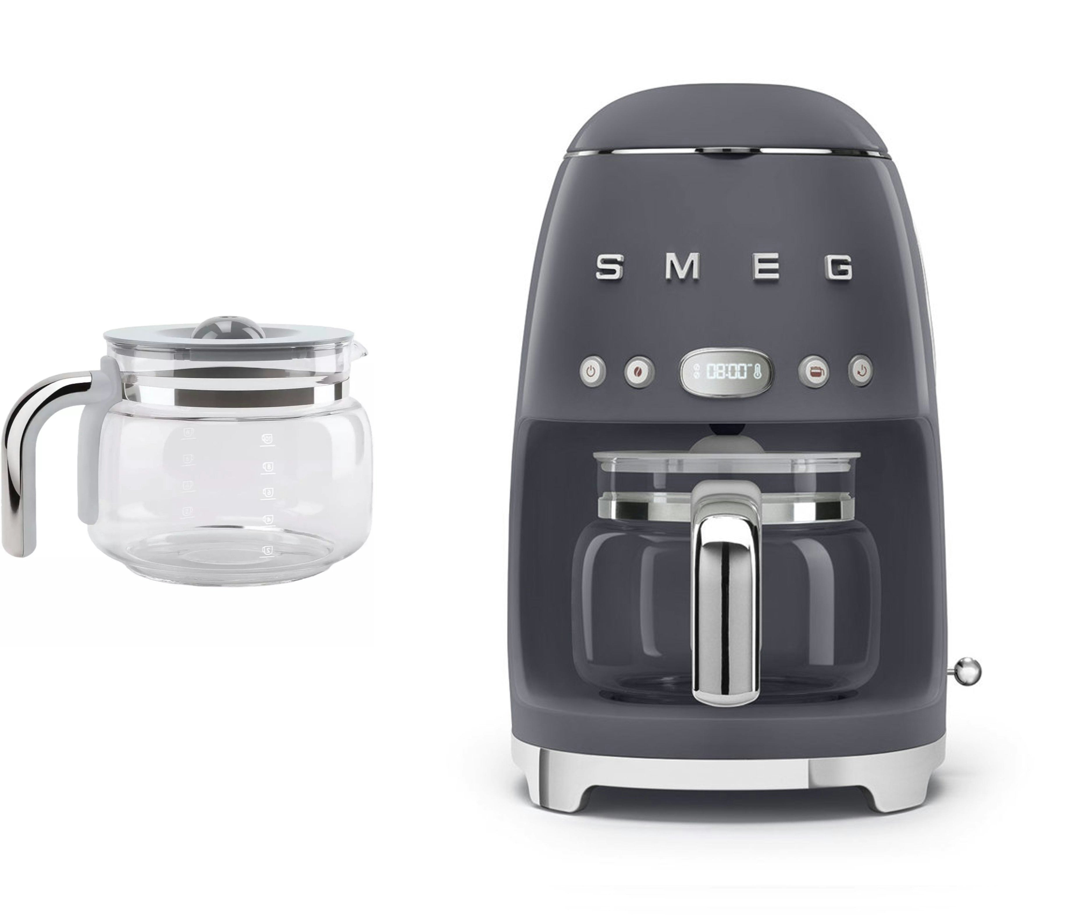 Smeg Grey Dcf02 Drip Filter Coffee Machine +Dcg01 Glass Carafe Spare Jug Bundle