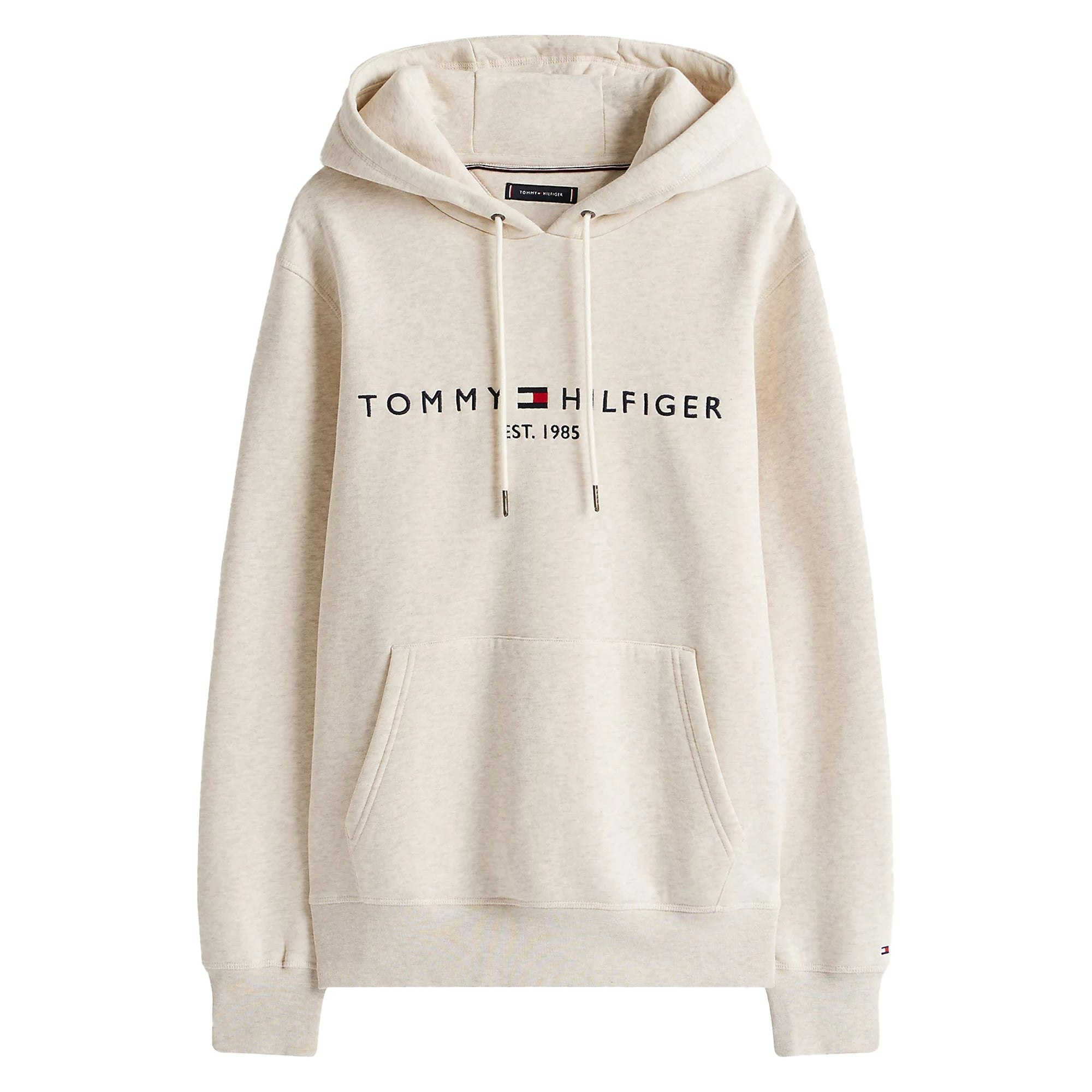 Tommy Hilfiger Logo Embroidery Hoodie Heathered Oatmilk - Xxl