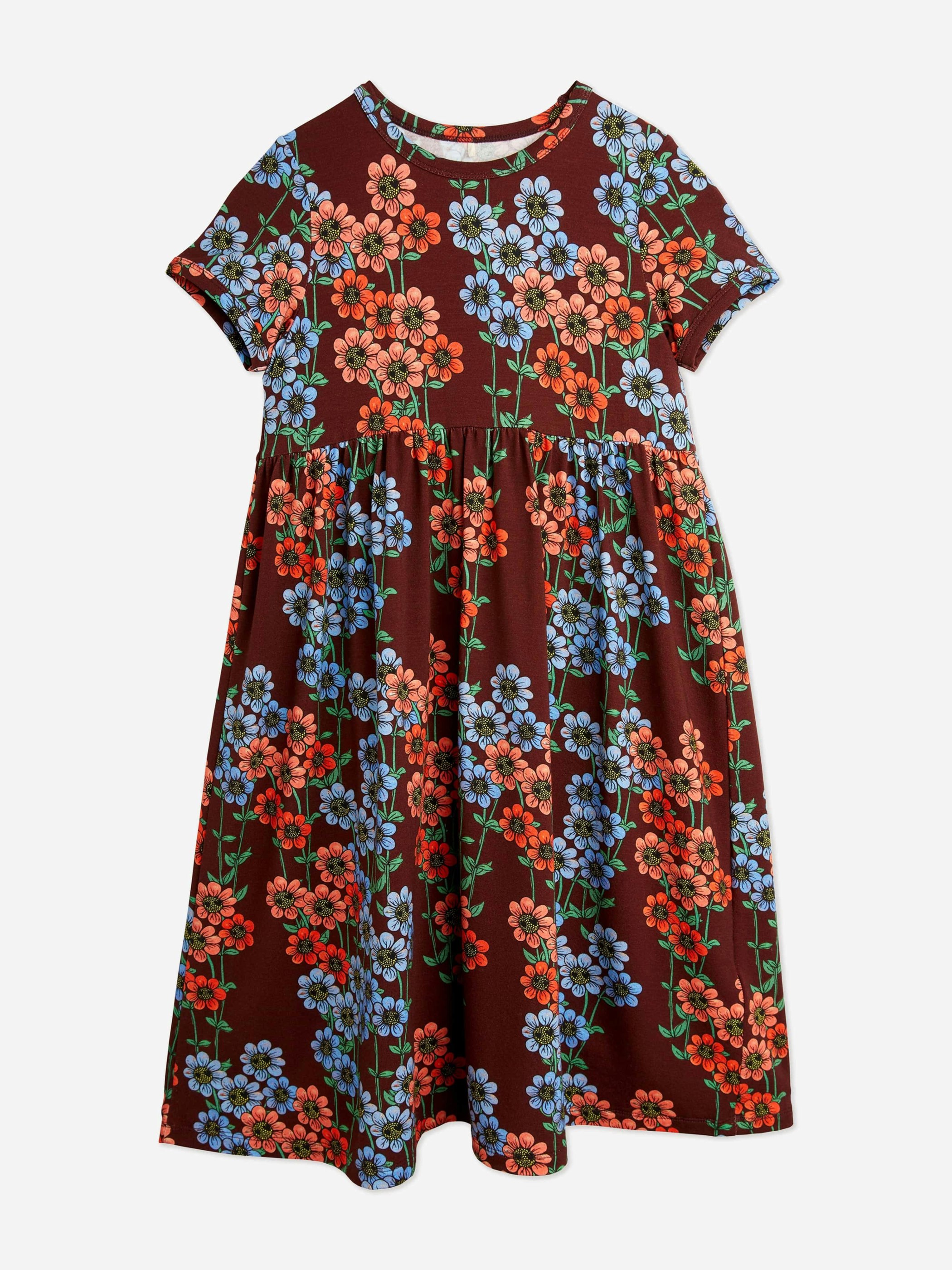 Mini Rodini Girls Pink Daisy Print Dress In Multicolour - 9 Mths - 1.5 Yrs