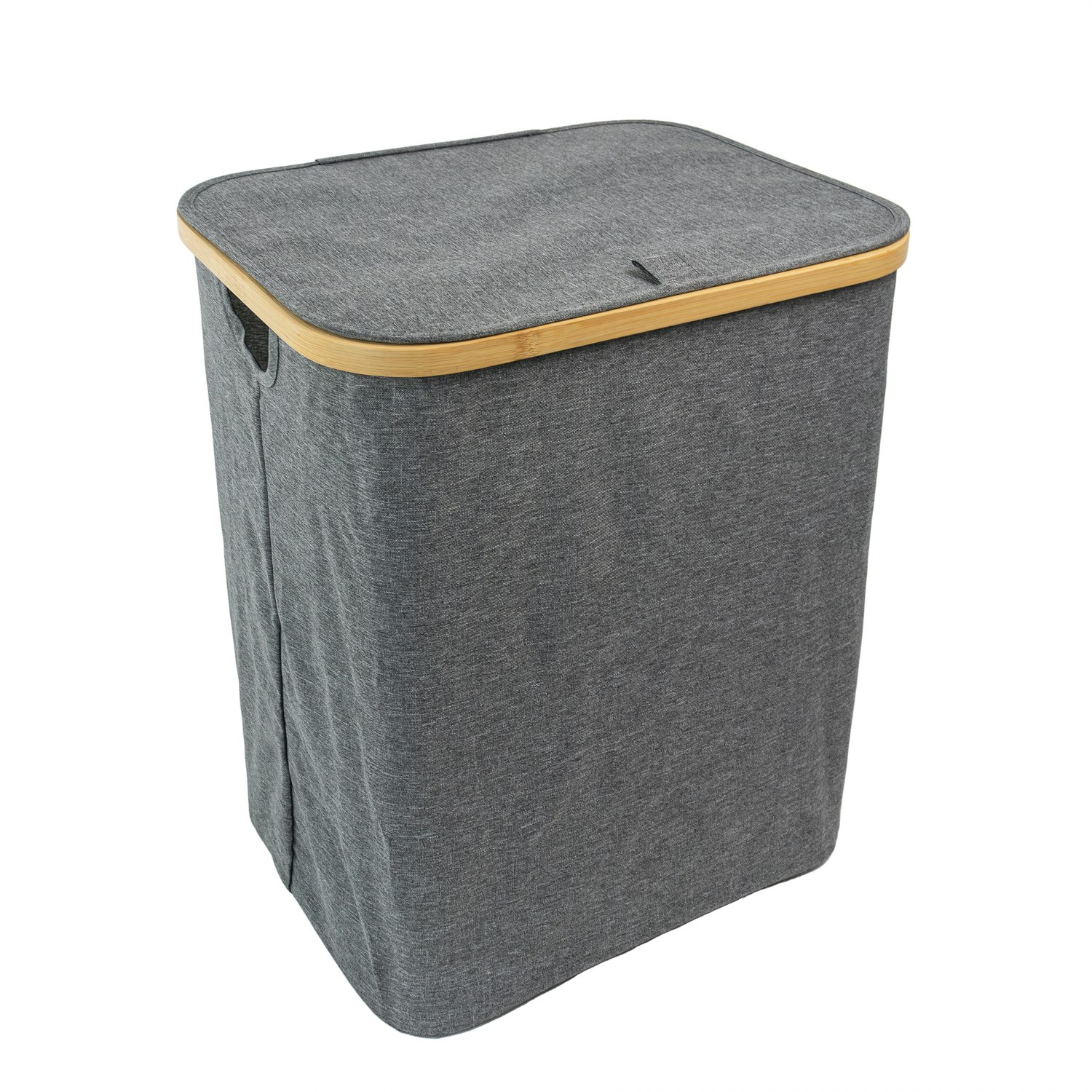 Jvl Grey Bambanio Foldable Bamboo Laundry Storage Hamper, 66L