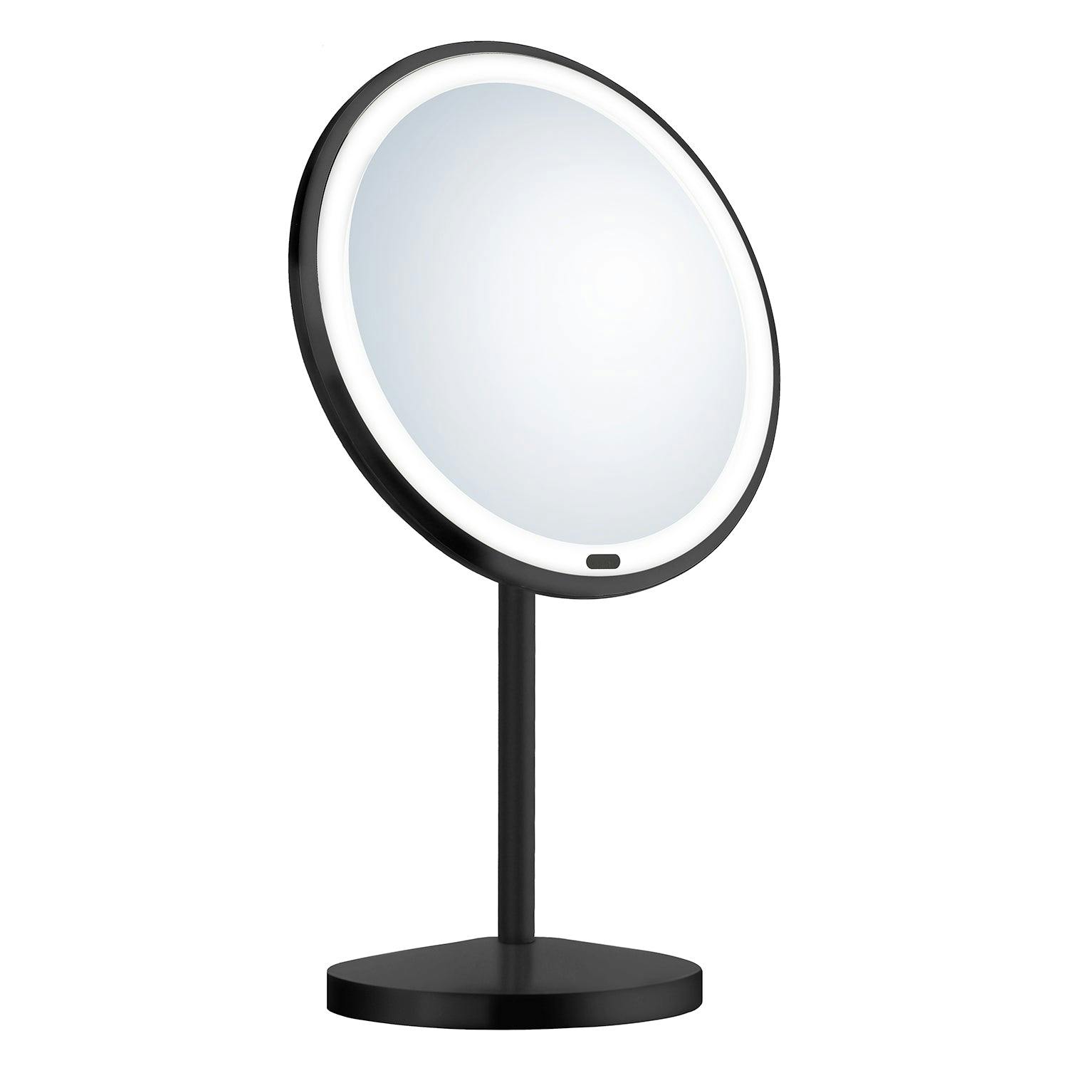 Rackhams Black Matt Led Mirror (200Mm) Freestanding 7X Magnification Bathroom Makeup Or Shaving Mirror