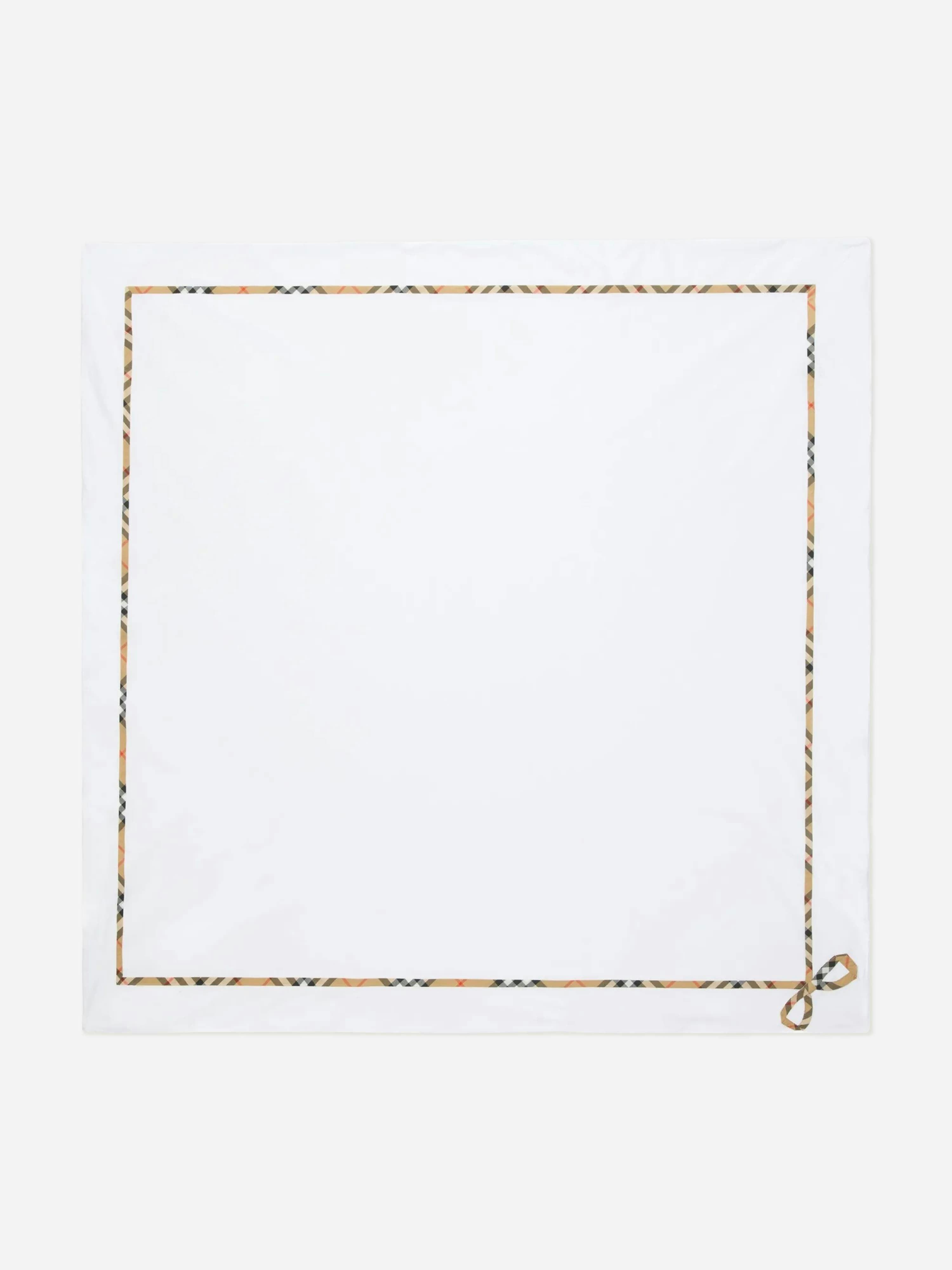 Rackhams White Burberry Baby Check Border Bow Blanket In (100Cm) - One Size