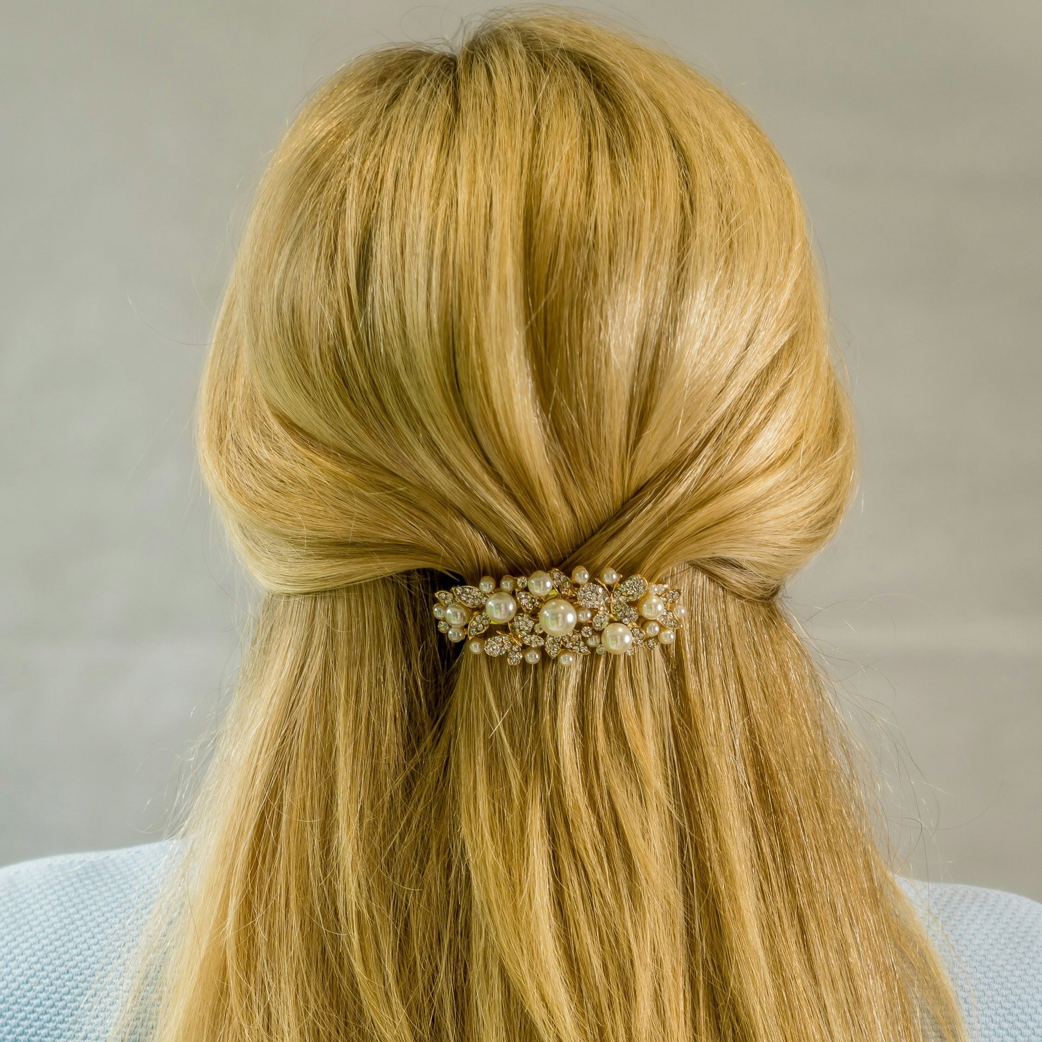 Queenmee Accessories Gold Pearl Hair Clip With Crystal