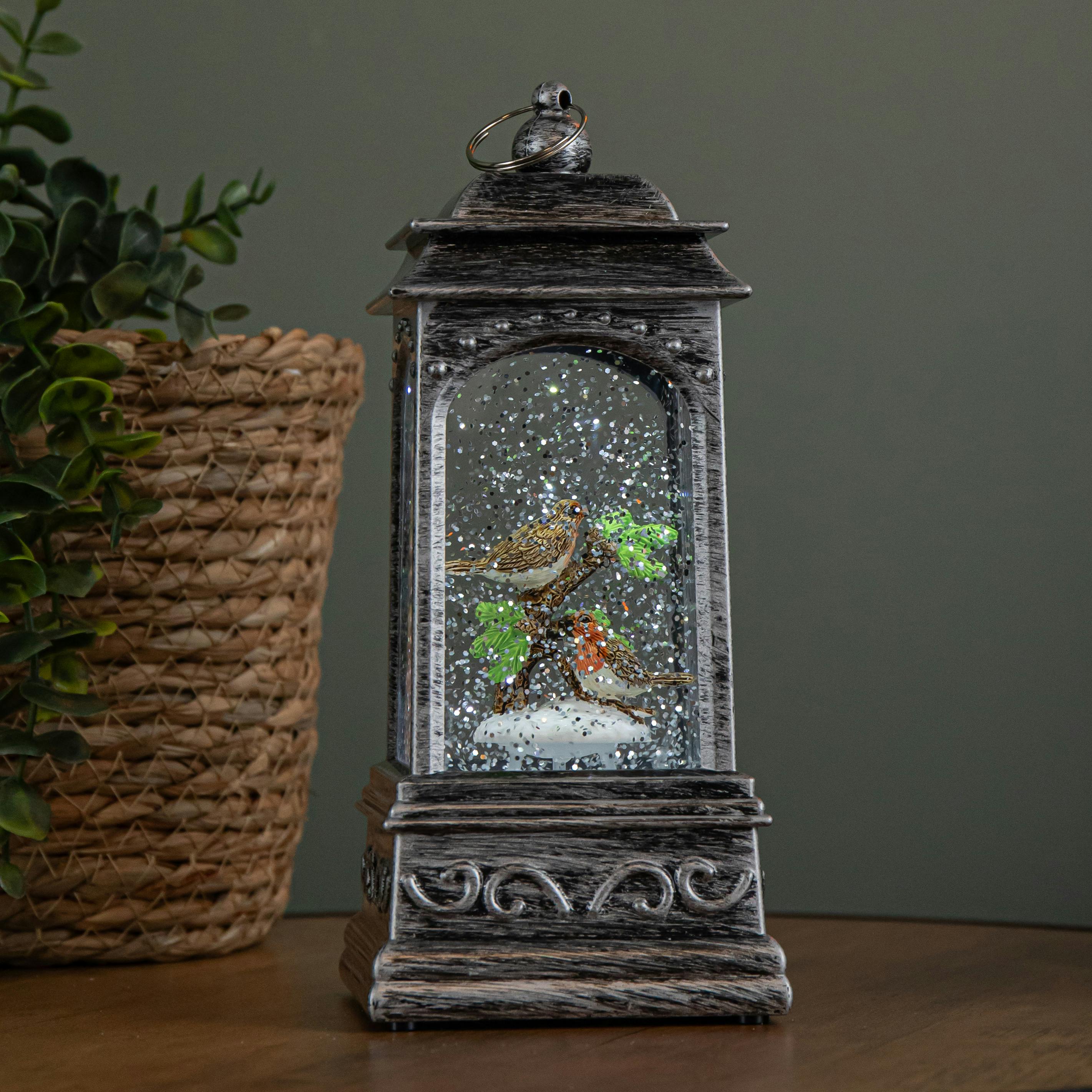 20cm Dual Powered Light up Christmas Robin Water Spinner with White LEDs - Image 5