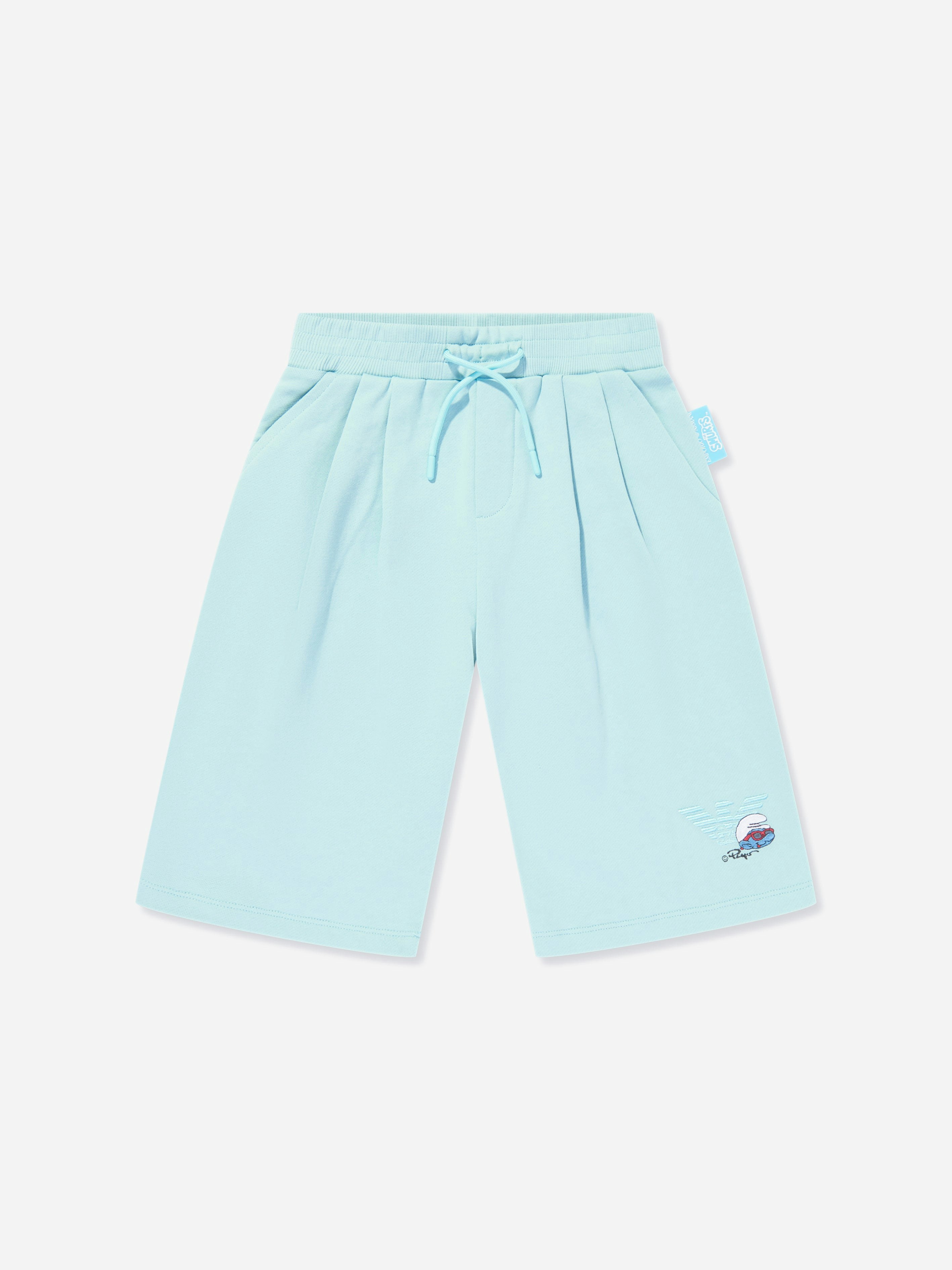 Emporio Armani Boys Blue Smurf Logo Shorts In - 4 Yrs