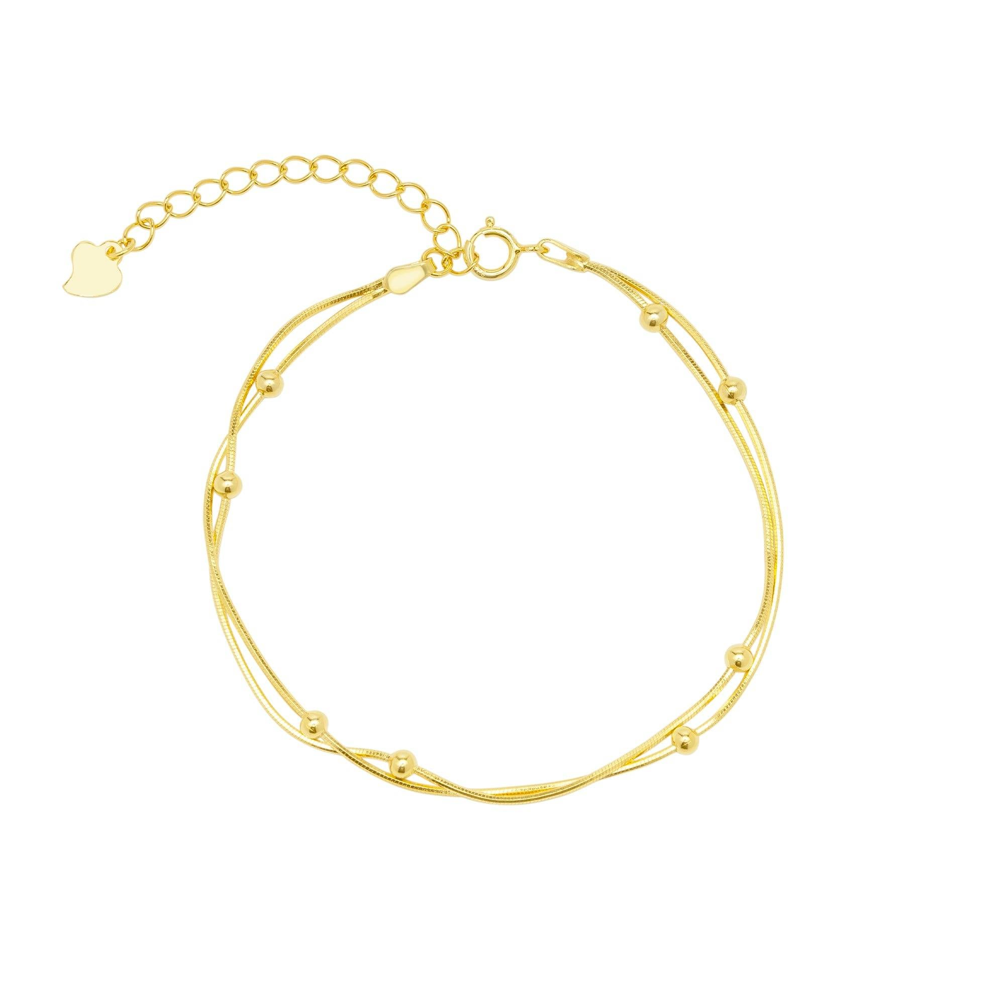 Spero London Silver/Gold Italian Fine Sterling Double Satellite Chain Bracelet