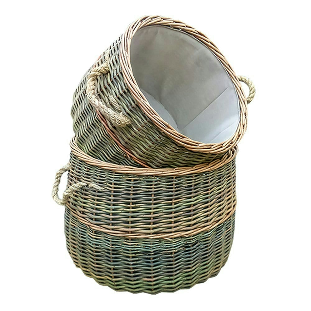 Red Hamper Red/Brown Hamper Set Of 2 Wicker Country Log Basket Set