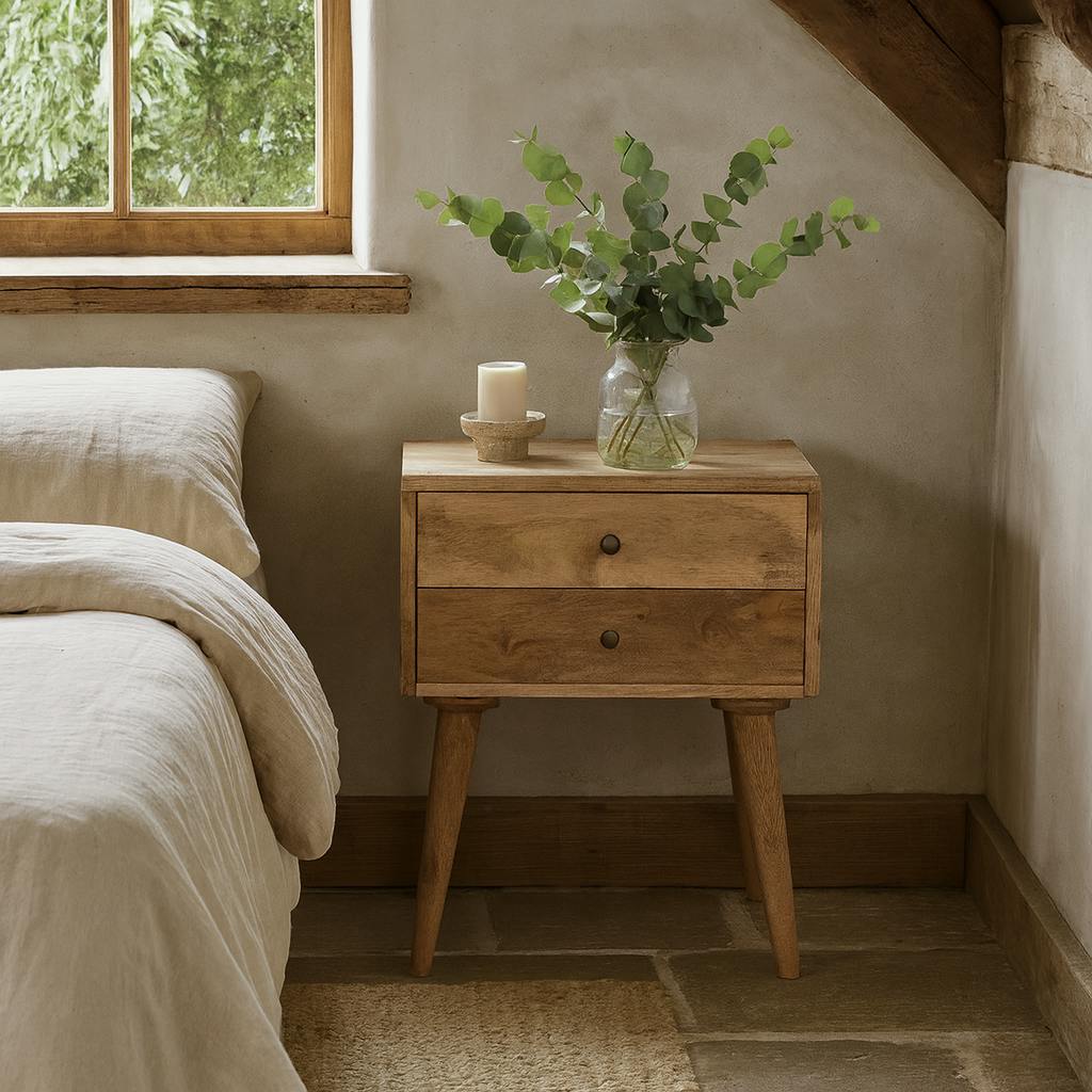 Rackhams Grain Civita Modern Natural Solid Mango Wood Bedside Table