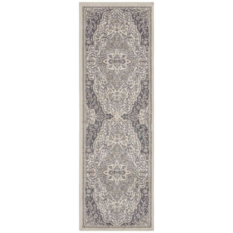 The Rugs Grey/Cream Terrain Designer Shortpile Rug - 80X200 Cm