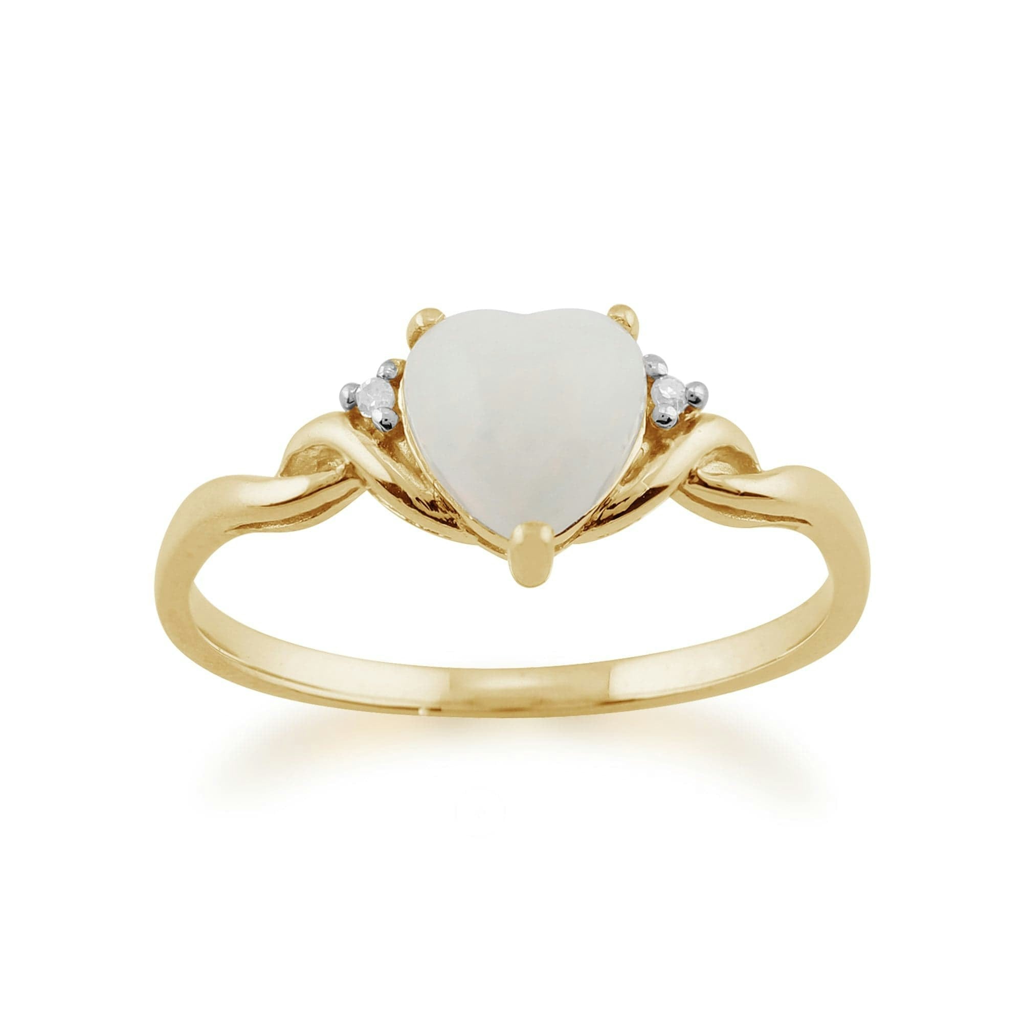 Gemondo Yellow/Gold Classic Opal & Diamonds Heart Ring In 9Ct - O