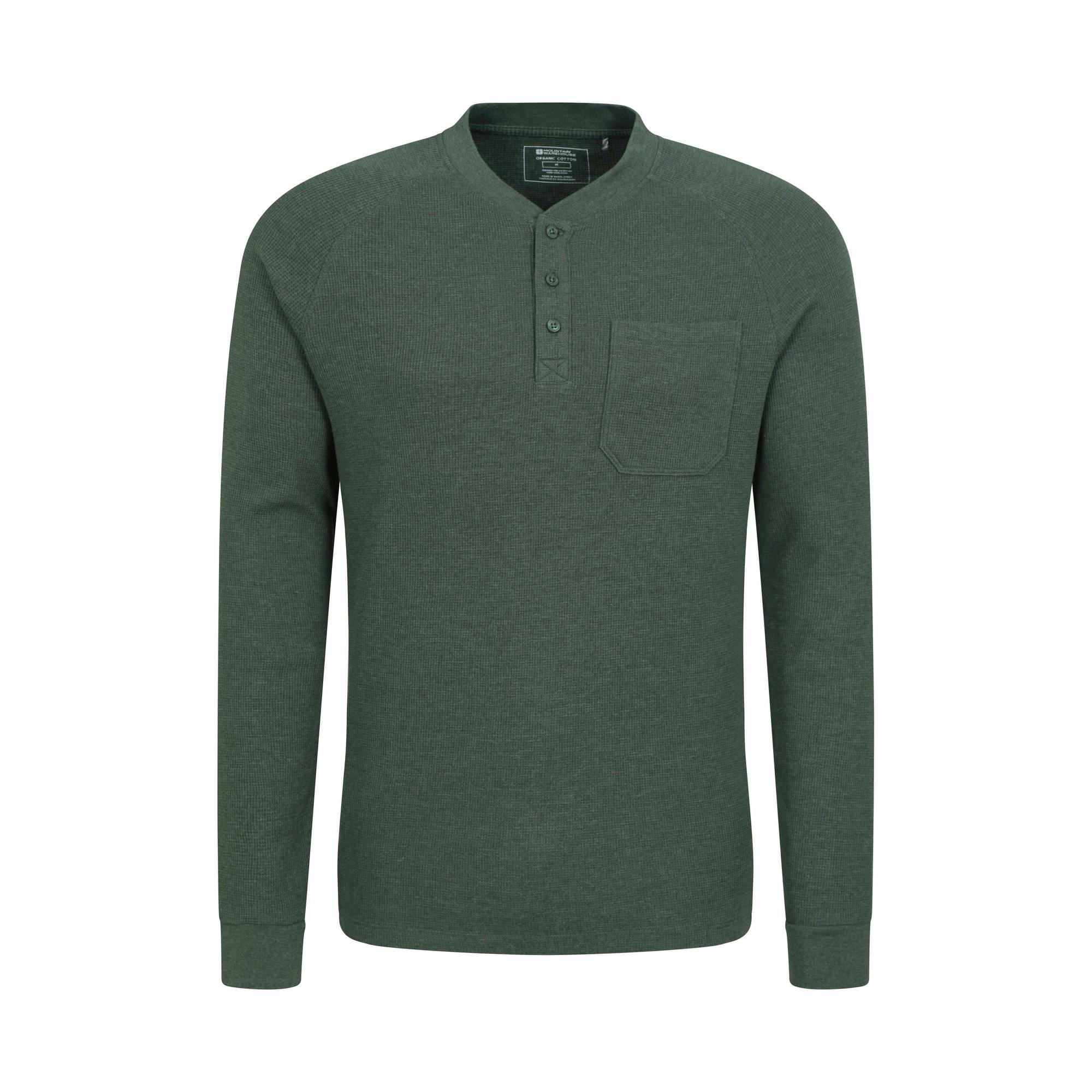 Mountain Warehouse Men's Green Selby Waffle Henley T-Shirt - Khaki - Xxs - Khaki - 60% Cotton/40% Polyester