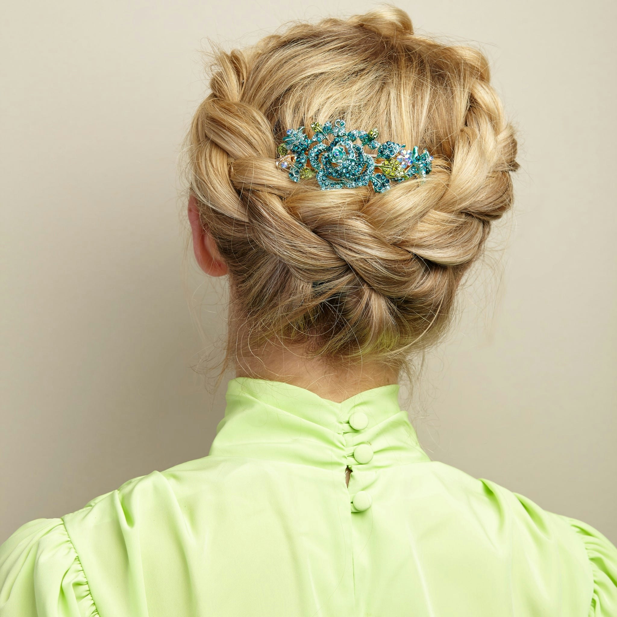 Queenmee Accessories Light/Blue Flower Hair Clip With Diamante