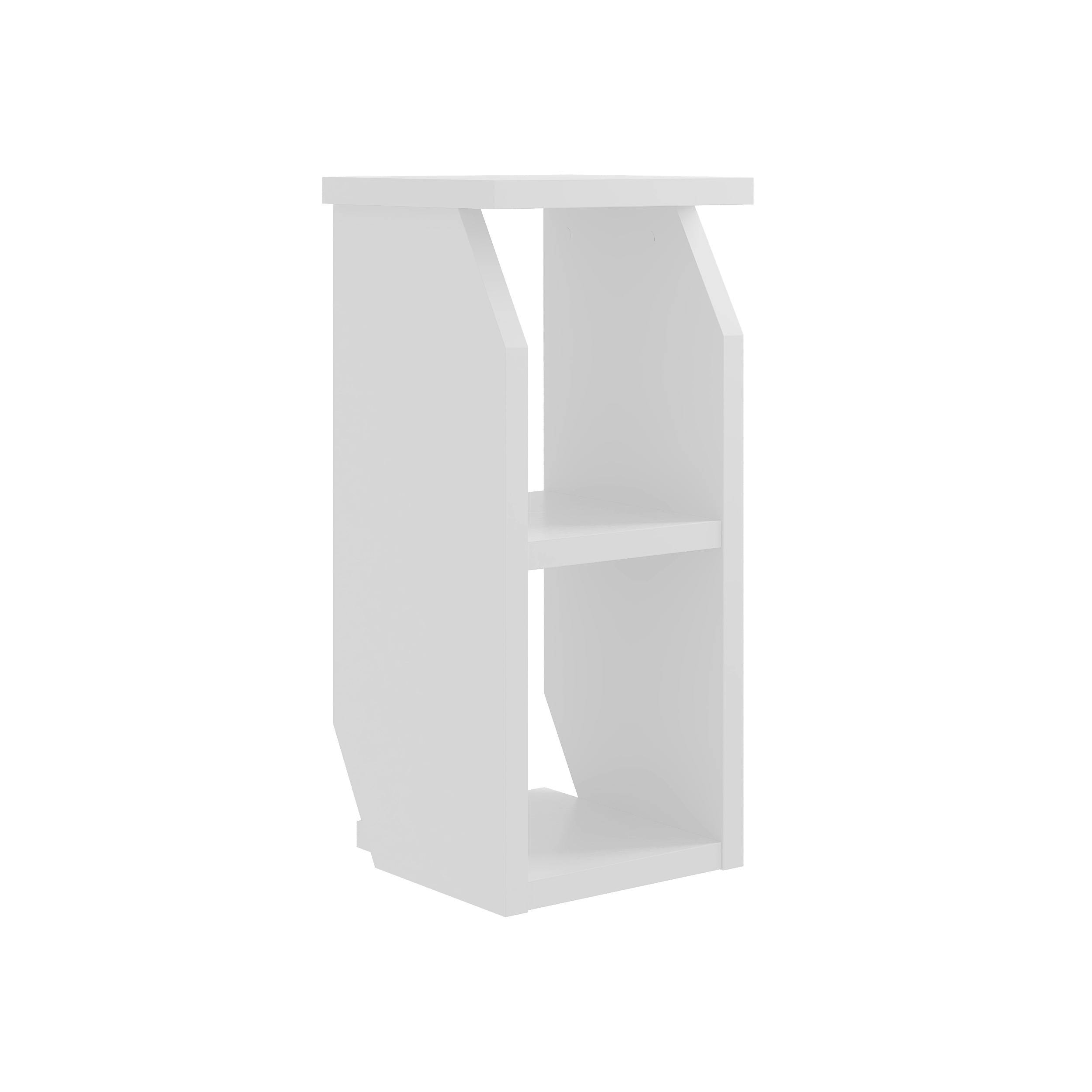 Decortie White Tena Modern Side Table With Storage Minimalist Design
