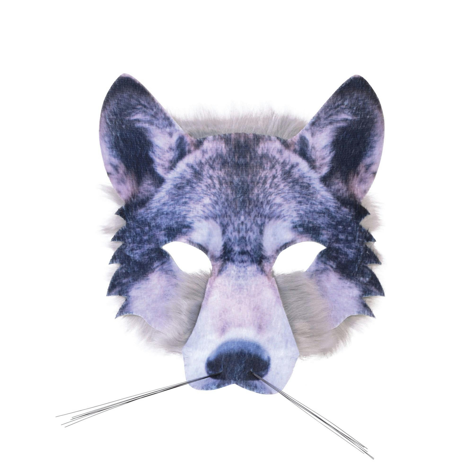 Bristol Novelty Unisex Grey Adults Realistic Wolf Face Faux Fur Mask - One Size