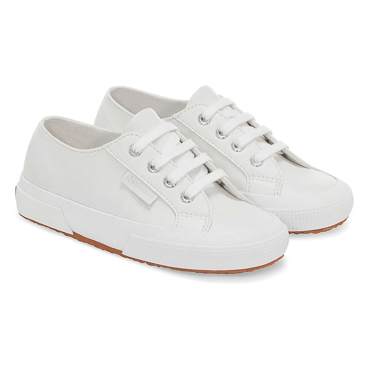 Superga White Kids 2750 Vegan Leather Trainers - 5.5 Uk Child - 100% Mixed