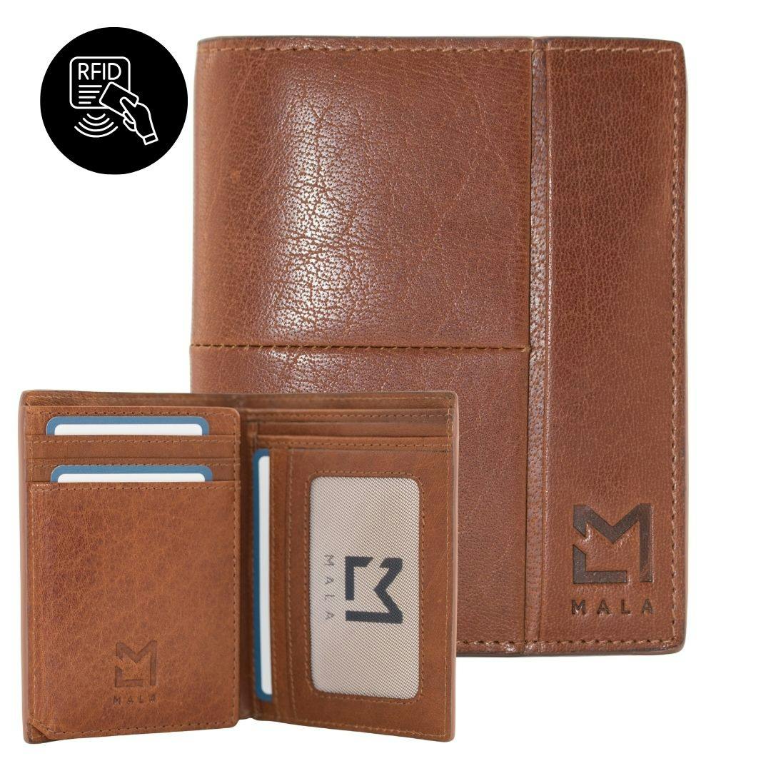 Mala Leather Men's Bloomsbury ’S Tall Tan Wallet – Genuine Oiled Leather - Tan