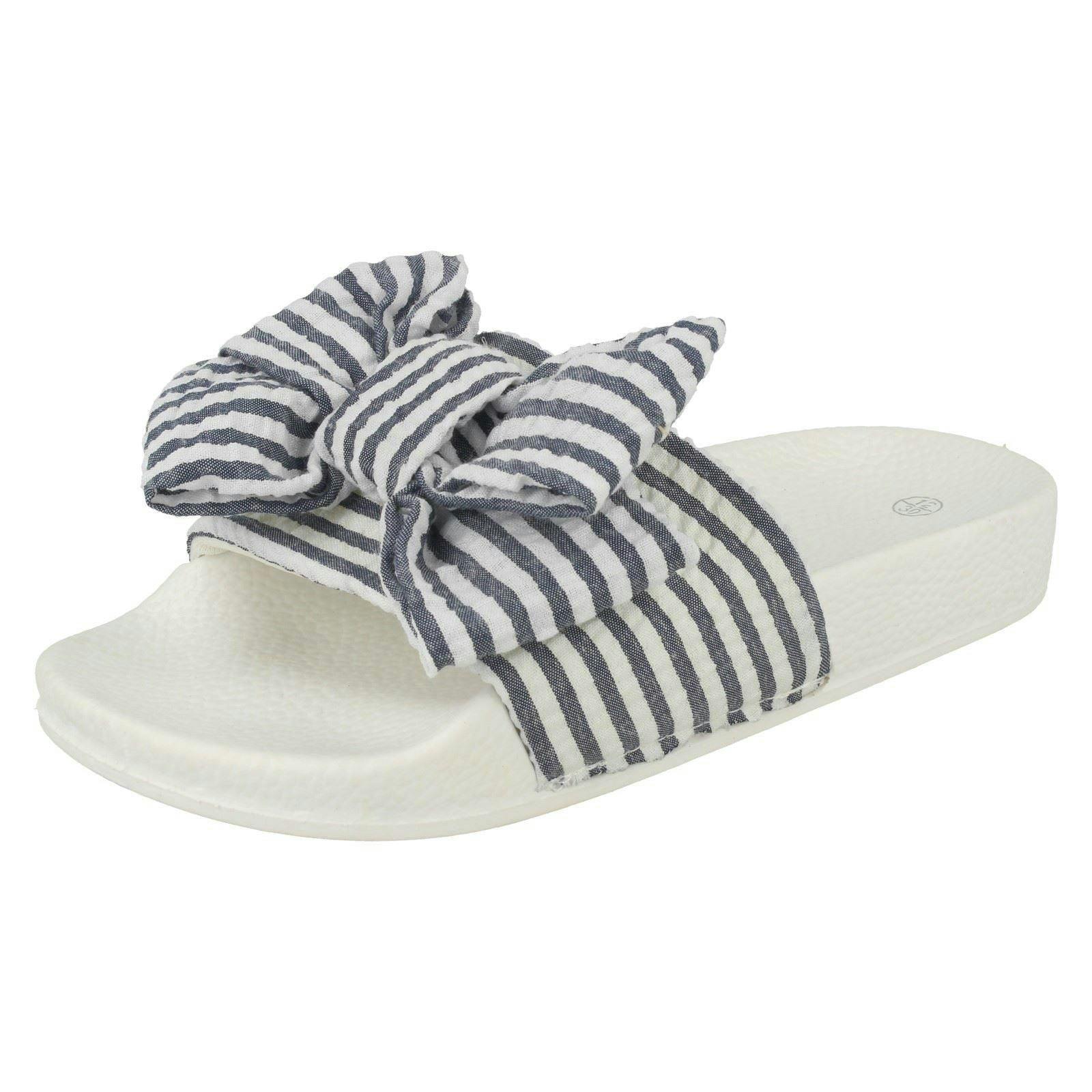 Spot On Girls Stripey Sliders - Navy - Uk 1 Child