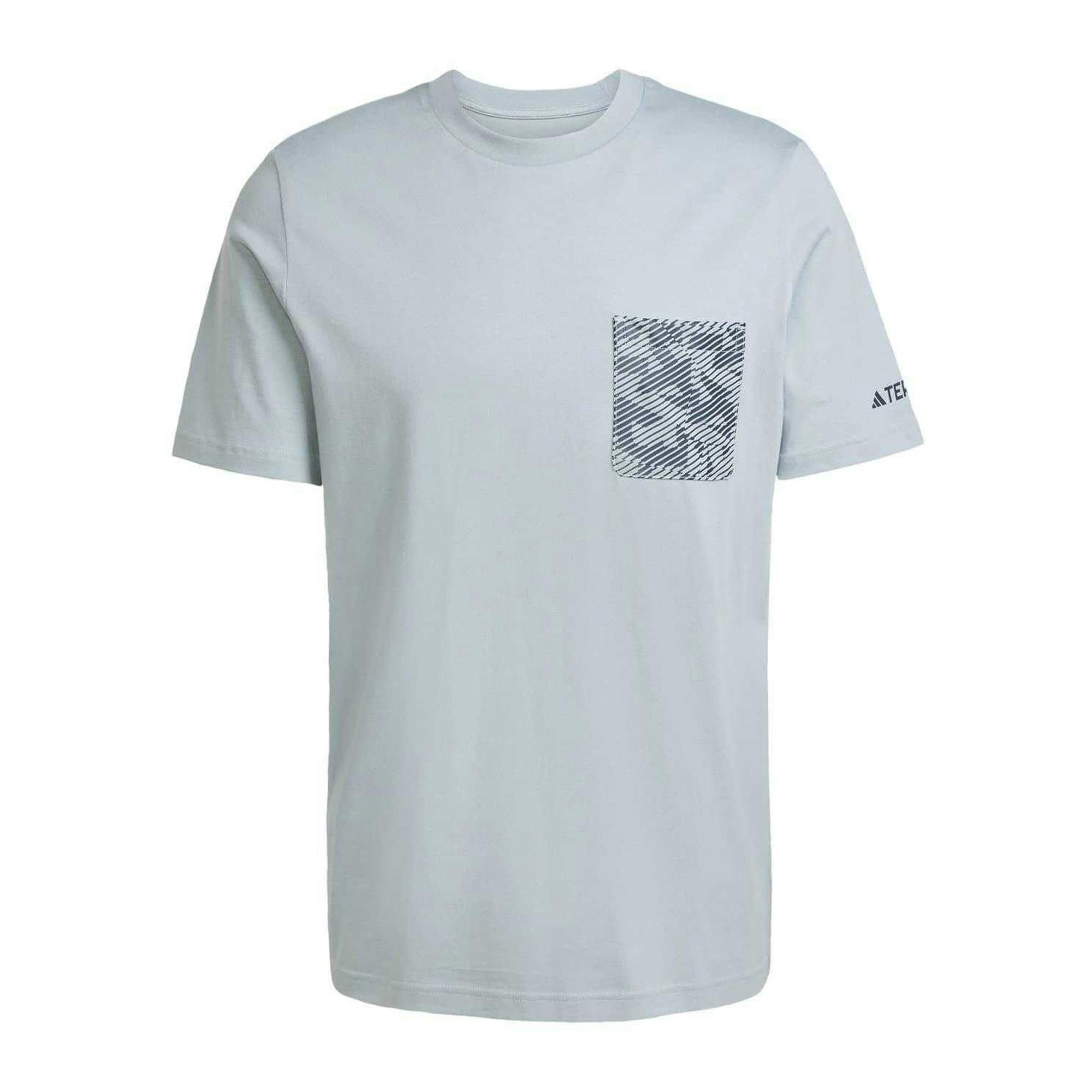 Adidas Men's Grey Puzzle Cotton Pocket T-Shirt - M - 100% Cotton