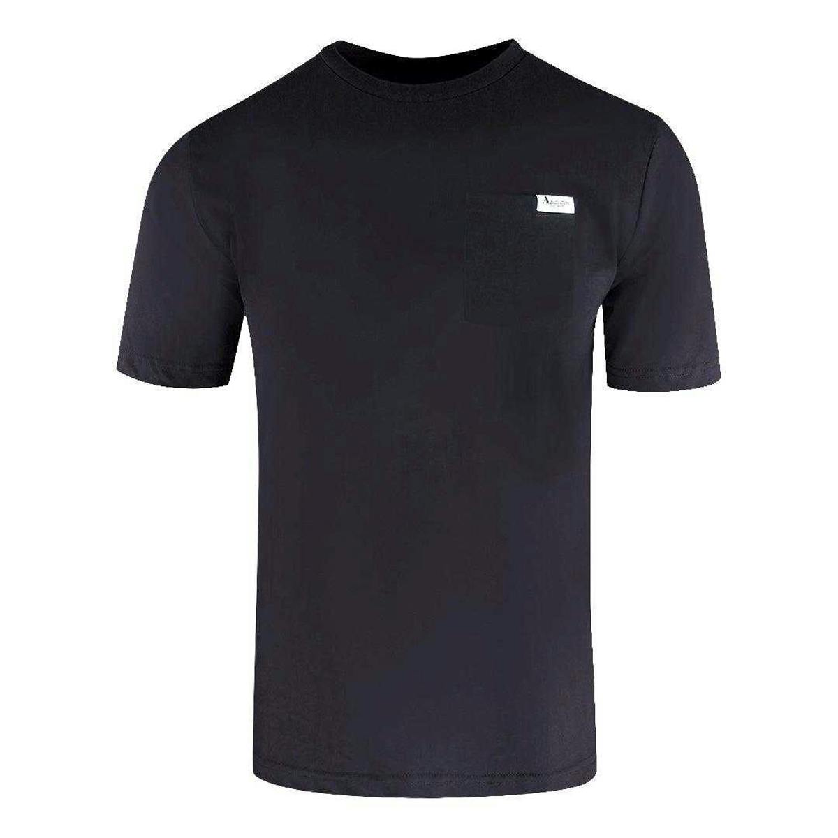 Aquascutum Men's Black Logo Chest Pocket T-Shirt - Xl - 100% Cotton