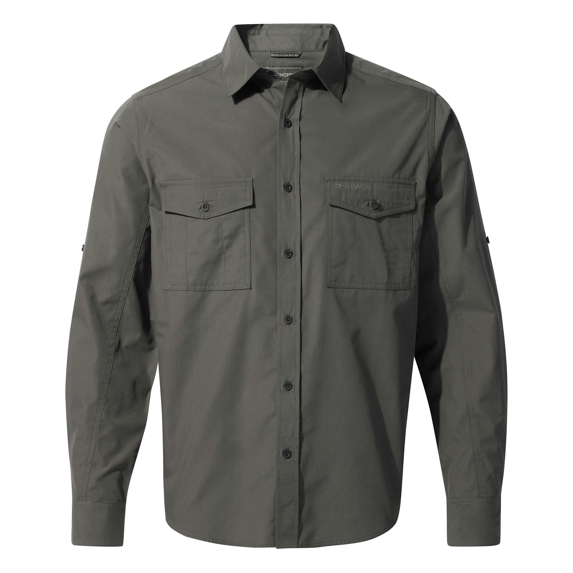 Craghoppers Men's Grey Expert Kiwi Long-Sleeved Shirt - Carbon - Carbon - 3XL