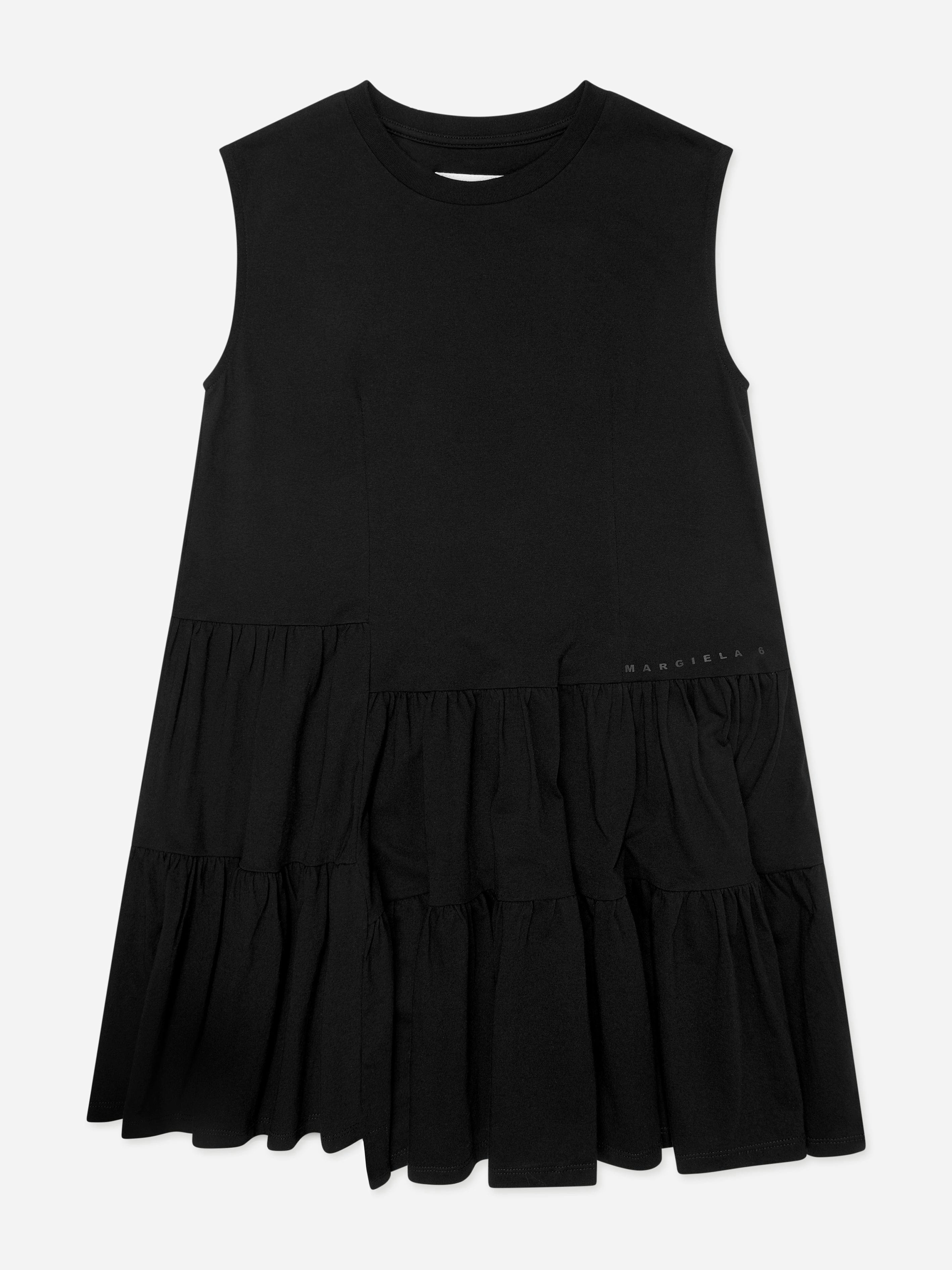 Mm6 Maison Margiela Girls Black Sleeveless Jersey Dress In - 12 Yrs