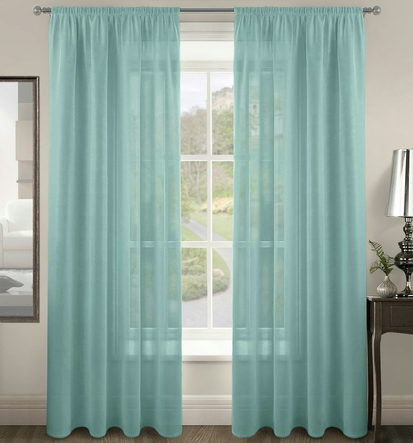 Rackhams Light Riva Slot Top Voile Panel - 150Cm X 137Cm - Duck Egg