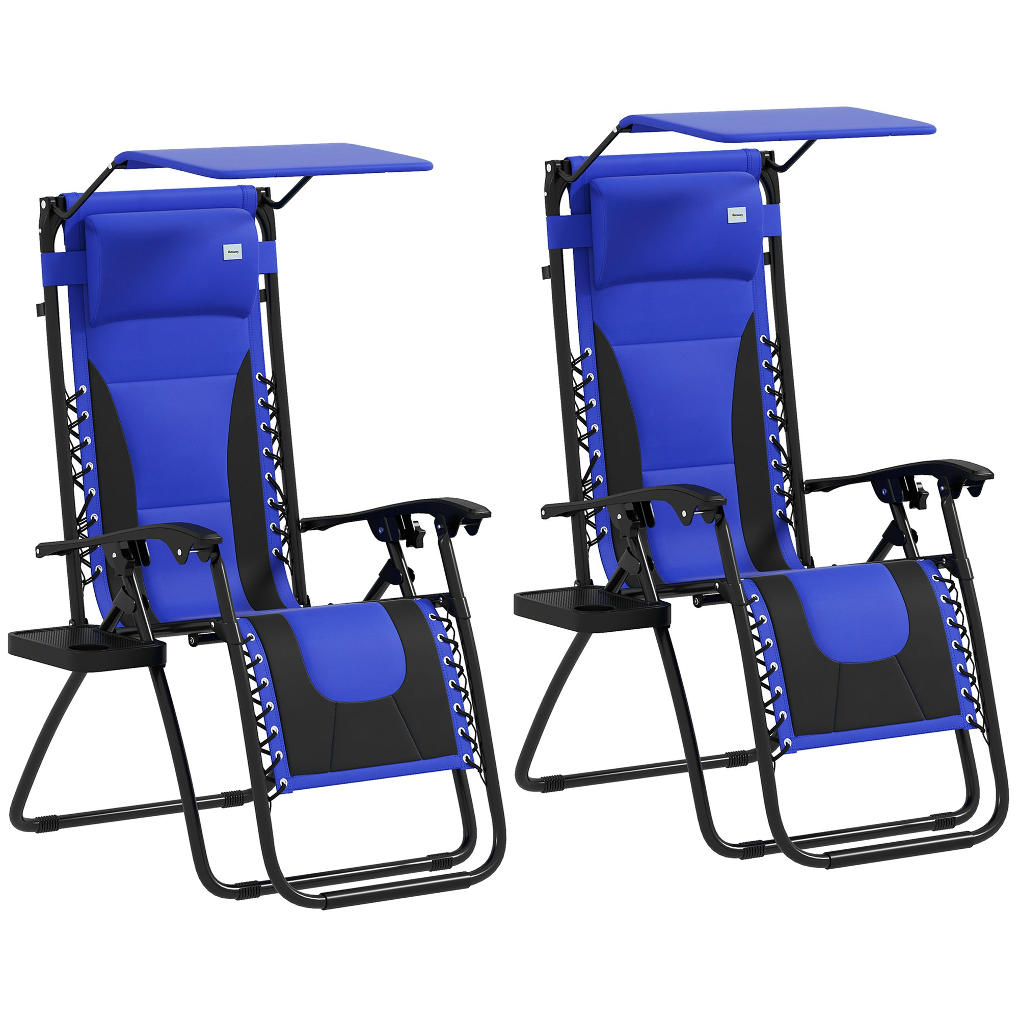 Rackhams Grey/Blue Zero Gravity Lounger Chair, Folding Camping Reclining Chair, - 2 89Cm X 65Cm X 113Cm