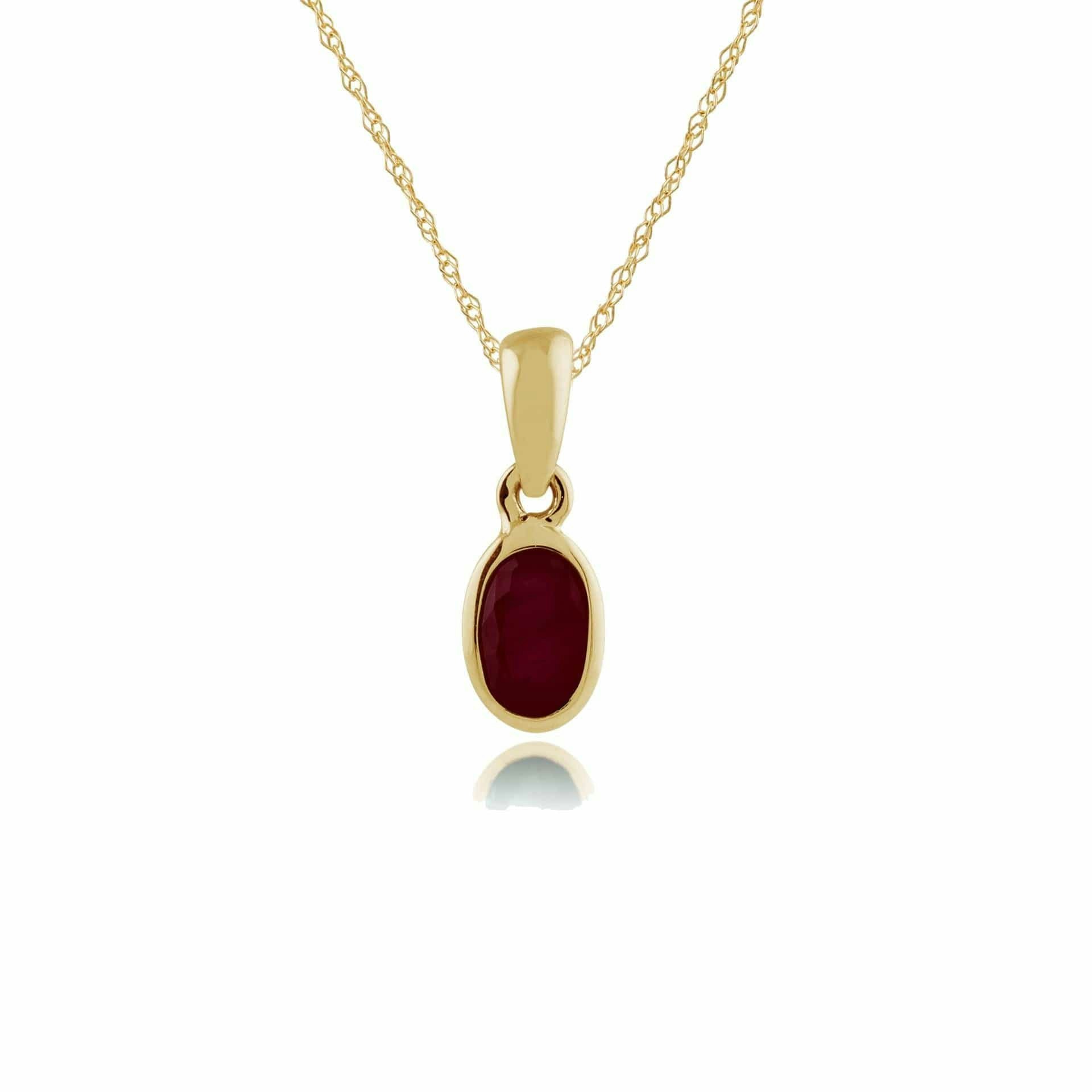 Gemondo Yellow/Gold Classic Oval Ruby Pendant In 9Ct