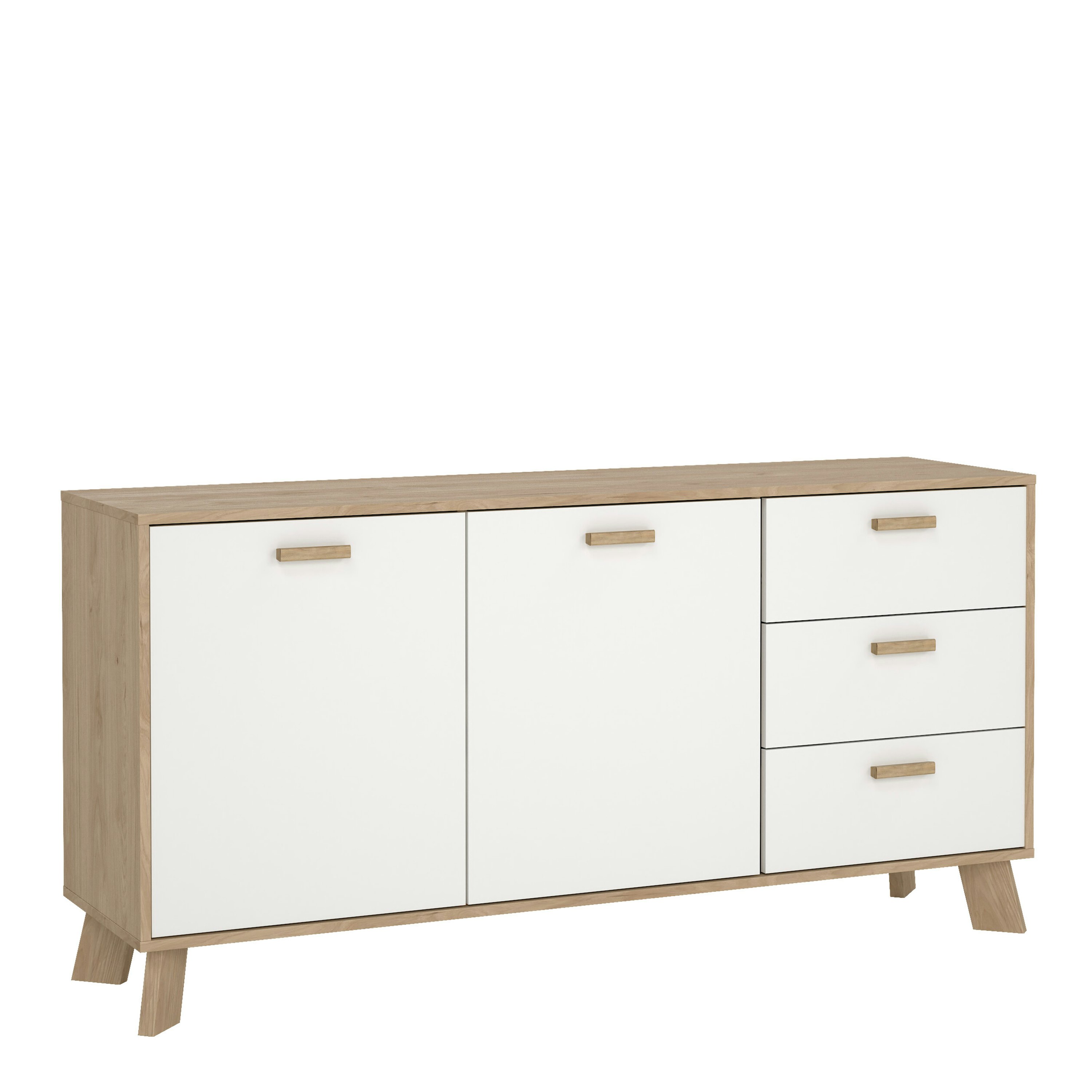 Furniture To Go White Ikast Sideboard 2 Doors + 3 Drawers In Jackson Hickory And - 147.2 - 1