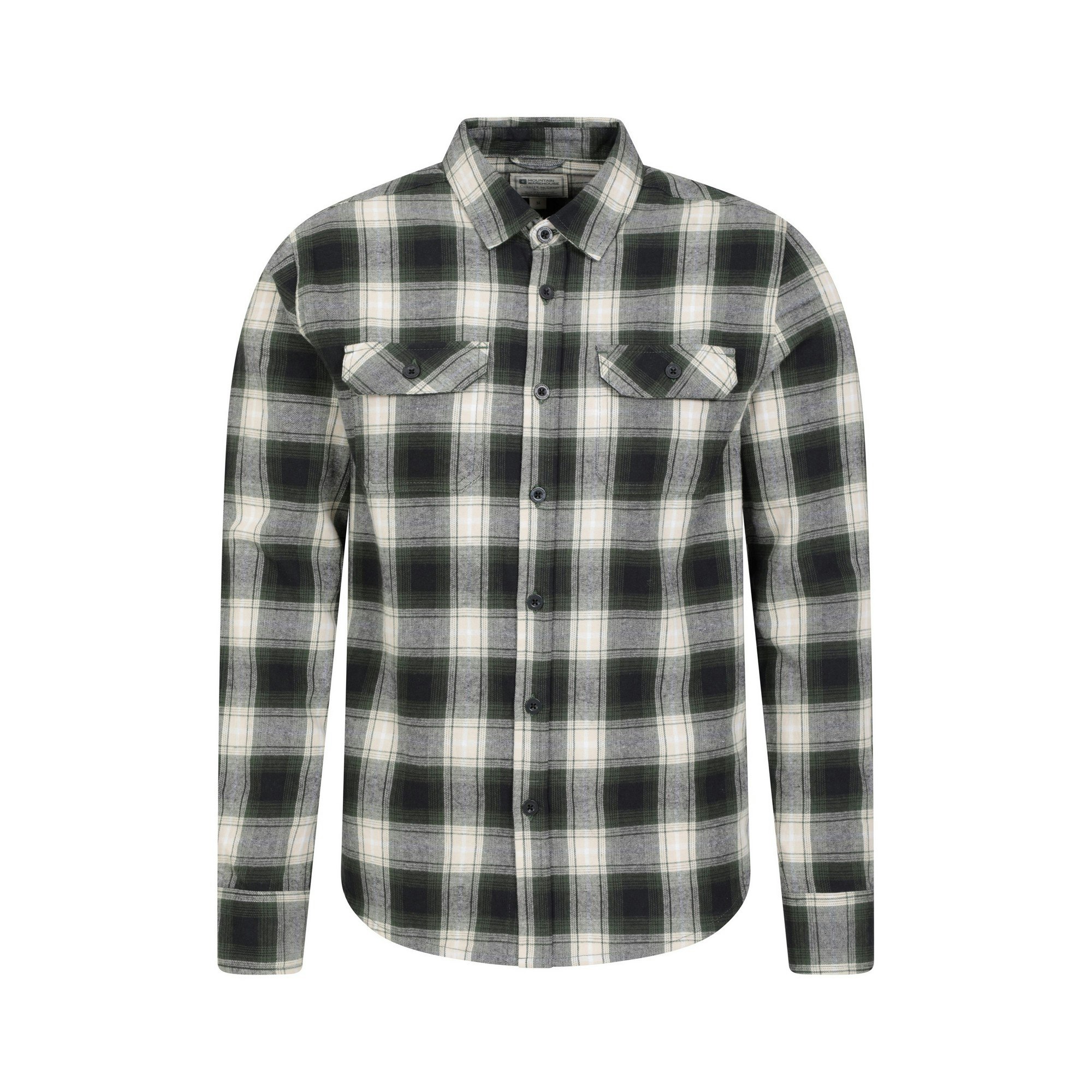 Mountain Warehouse Men's Dark/Green Trace Flannel Long-Sleeved Shirt - Large
