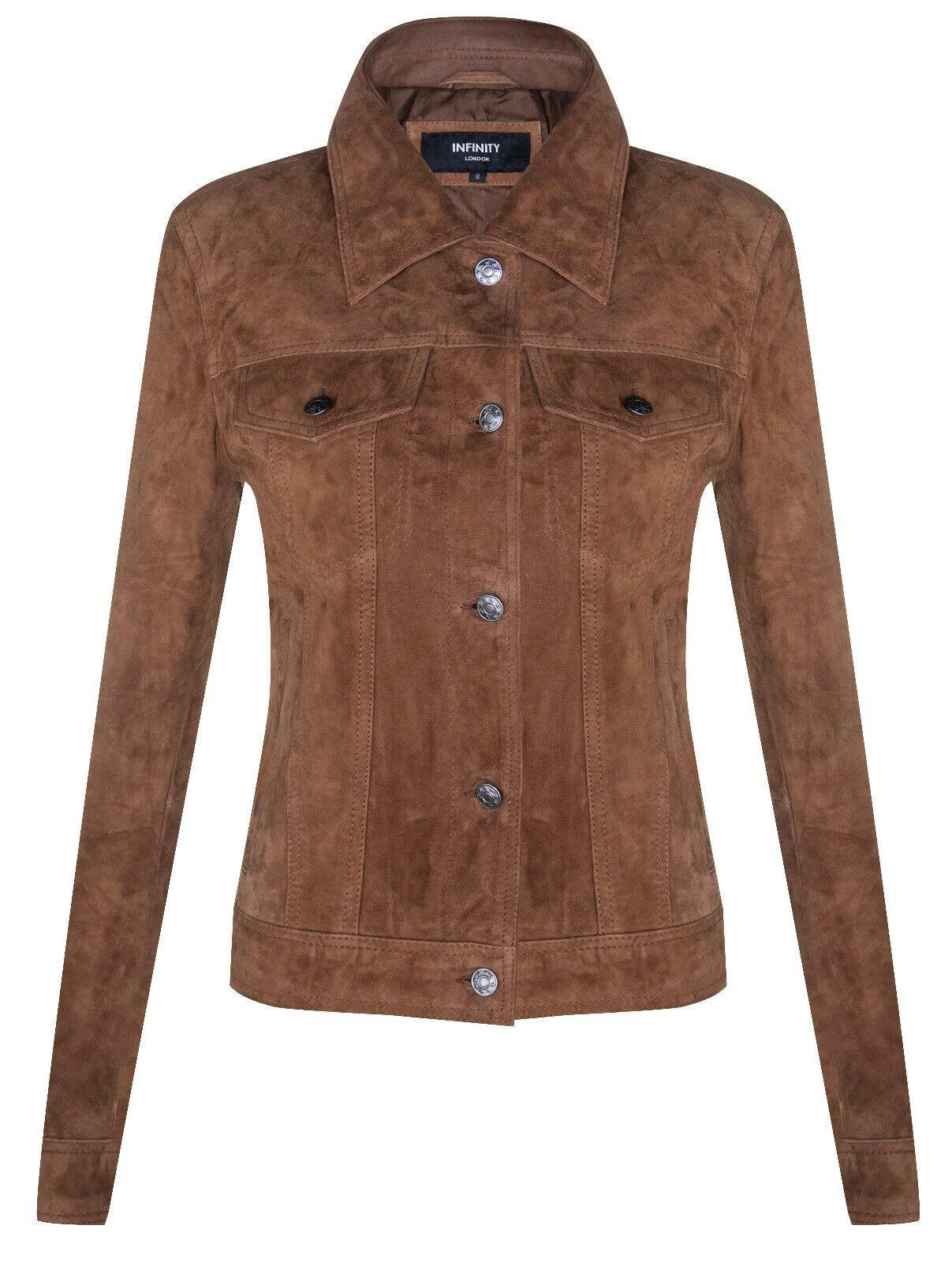 Infinity Leather Women's Black Goat Suede Trucker Jeans Jacket-Astoria In | Size: 12 - Image 2