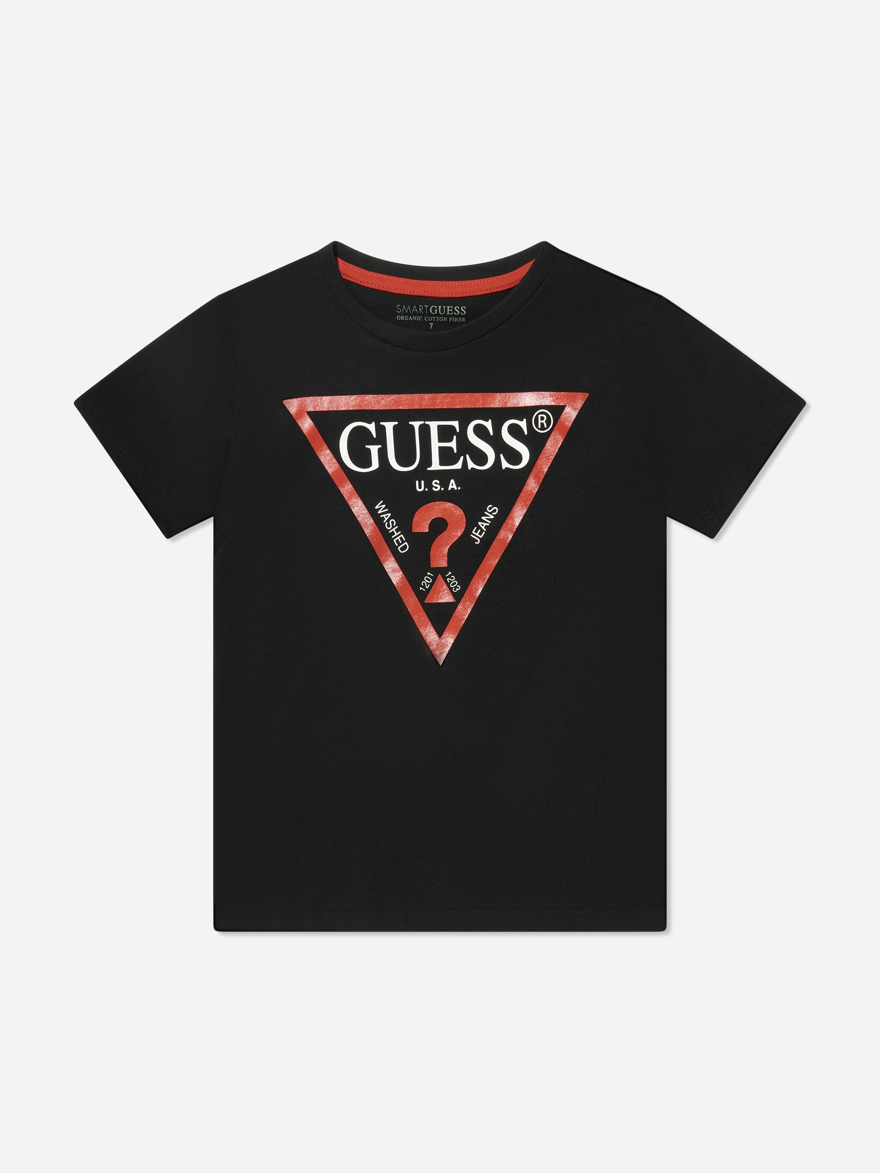 Guess Boys Black Logo Print T-Shirt In - 14 Yrs