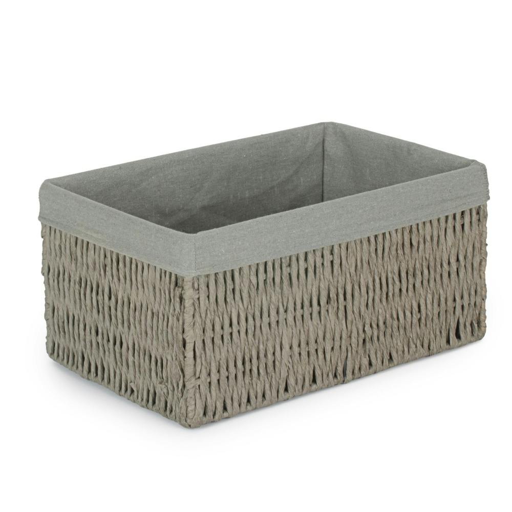 Rackhams Grey Paper Rope Storage Basket With Cotton Lining - Extra Large