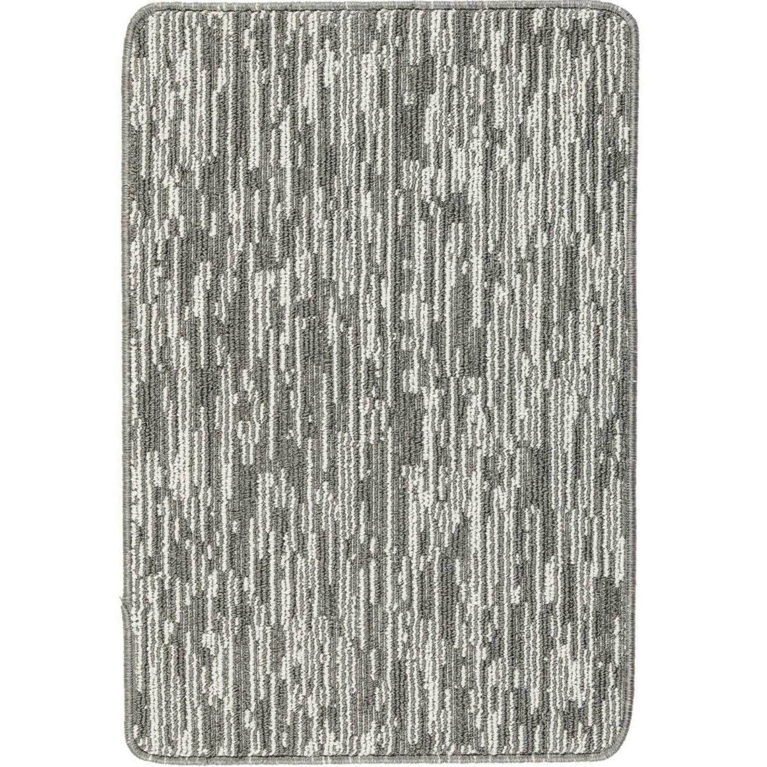 The Rugs Grey Washable Broken Striped Mat And Runner - 67X100 Cm