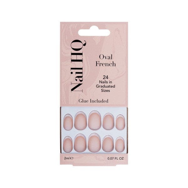 Nail Hq Pink/White Oval French