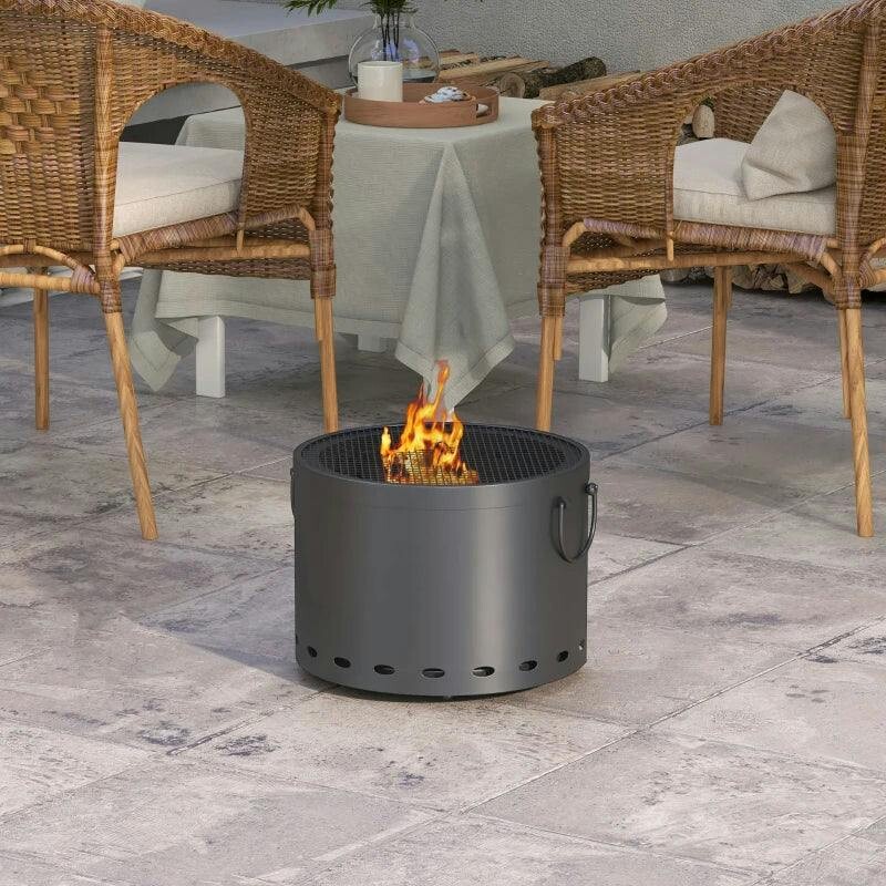 Outsunny Unisex Dark Grey 38Cm Smokeless Wood Burning Firepit Metal Fire Pit, - Image 6