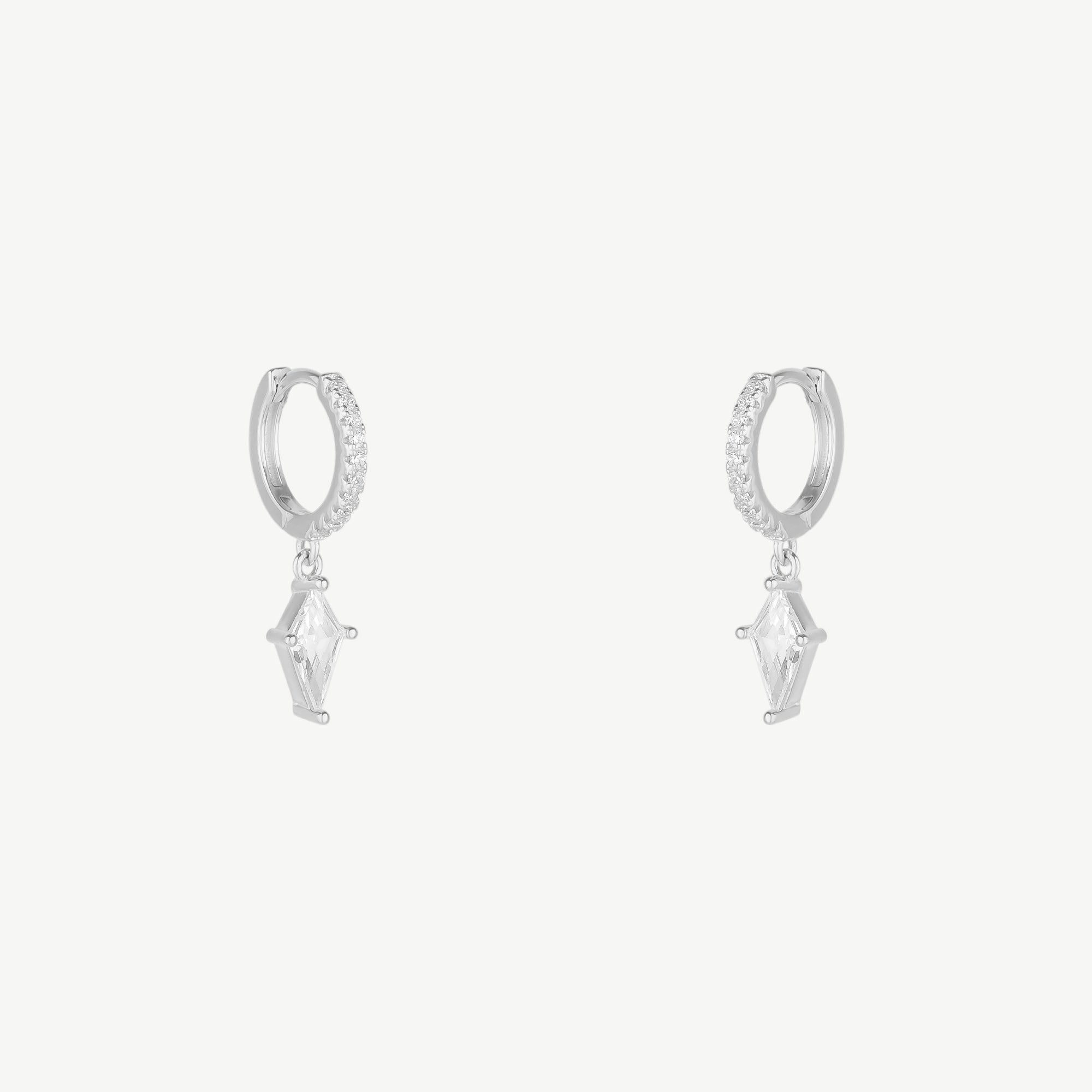 Spero London Silver Sterling Triangle Pave Spike Hoop Earrings