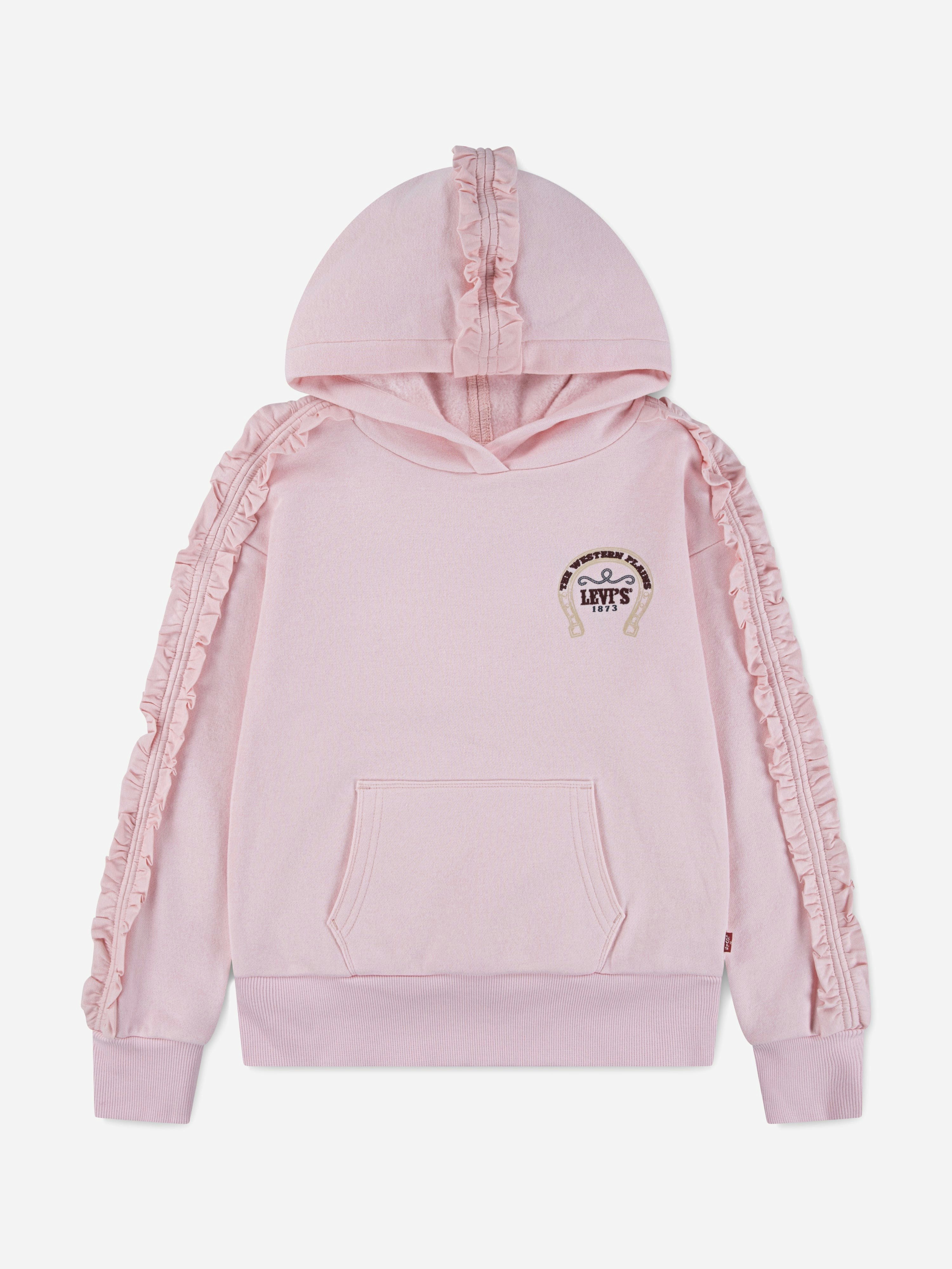 Levi's Kids Wear Girls Pink Levi's Ruffle Hoodie In - 10 Yrs
