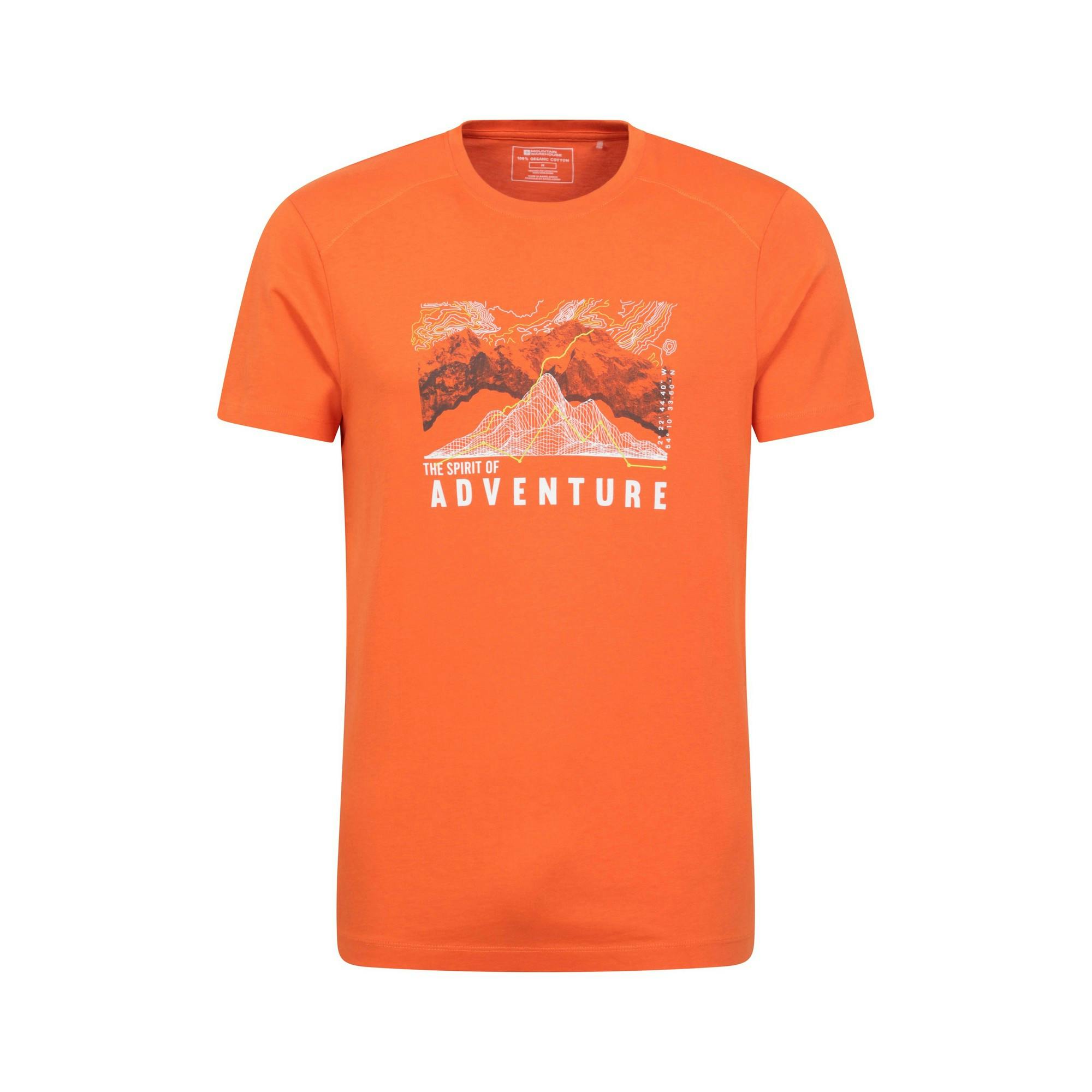 Mountain Warehouse Men's Orange Adventure Begins Organic Cotton T-Shirt - Xs - 100% Organic Cotton