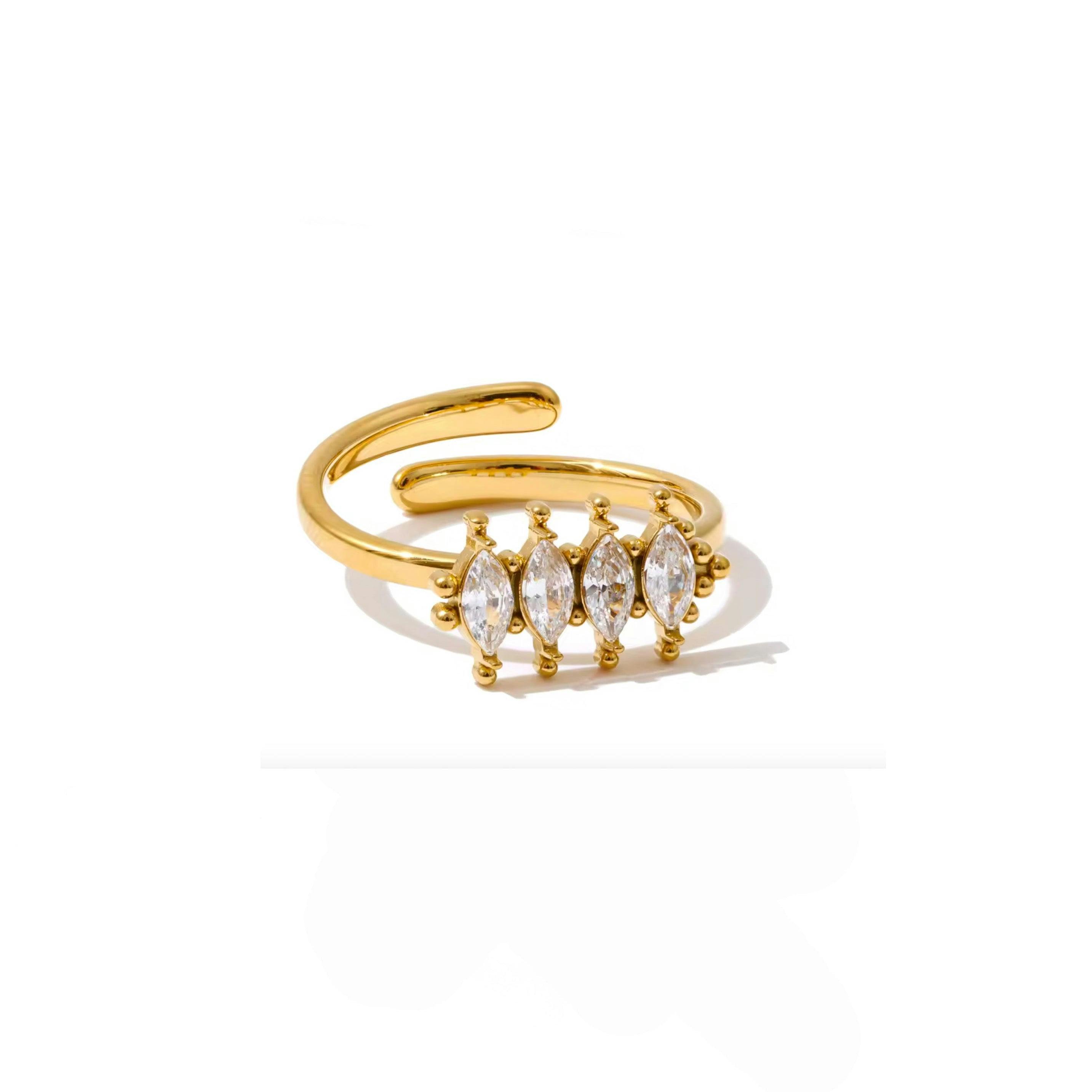 Luxe Tones Gold Aria Luxe 18K Plated Marquise Ring