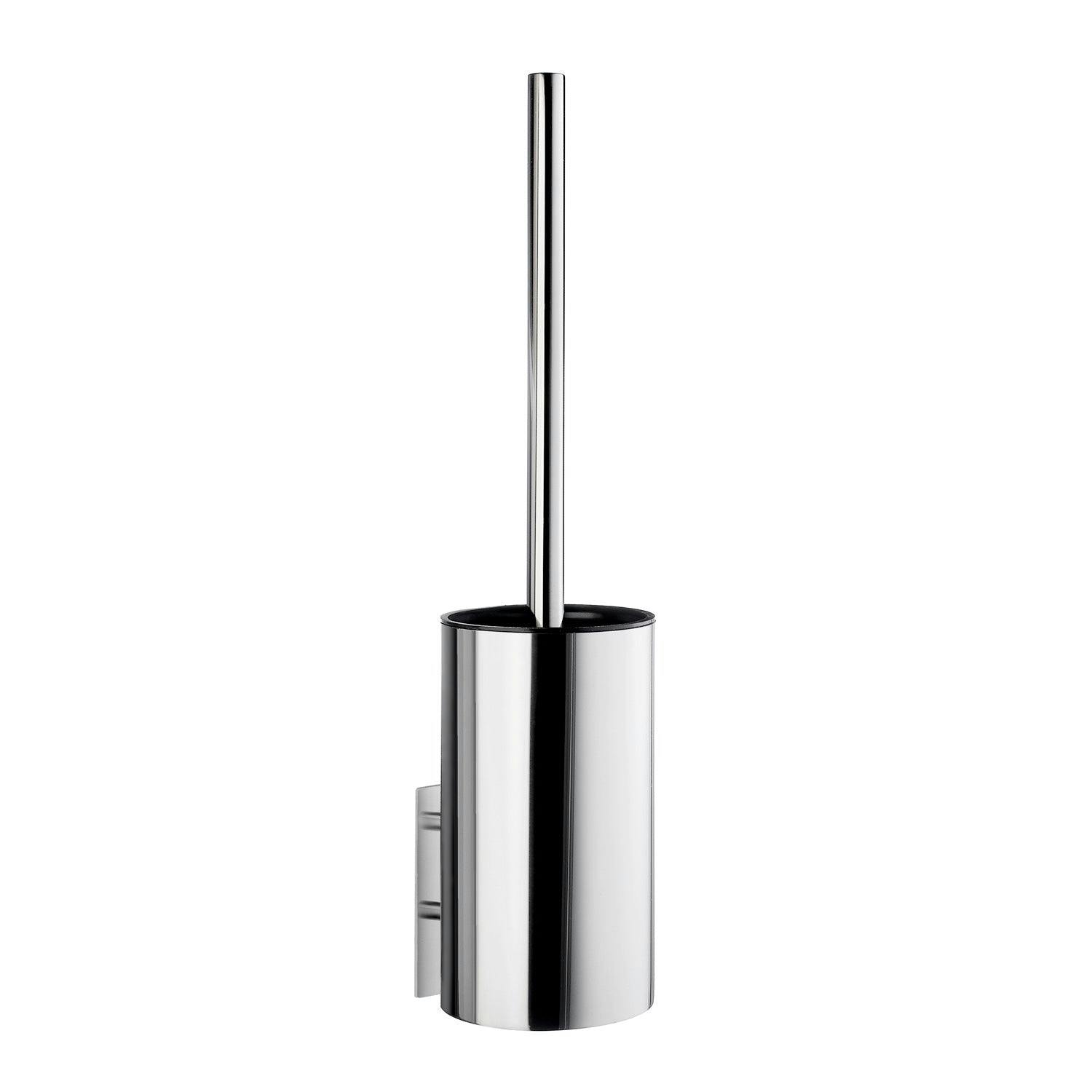 Rackhams Black Polished Stainless Steel Toilet Brush And Holder Self Adhesive Bathroom Wall Mounted