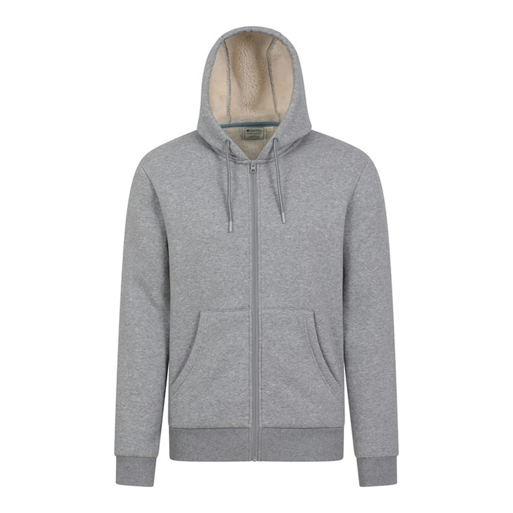 Mountain Warehouse Men's Grey Dalton Borg Lined Full Zip Hoodie - L - 56% Cotton/44% Polyester