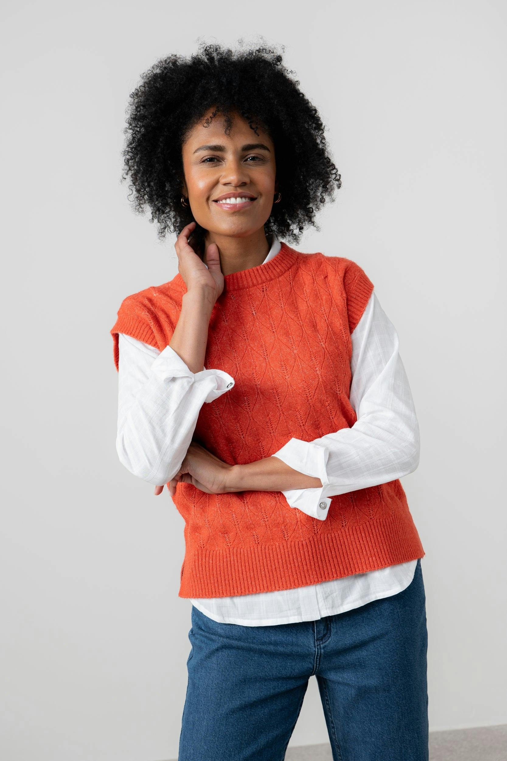 Lily & Me Red Wallace Pointelle Knit Tank - 08